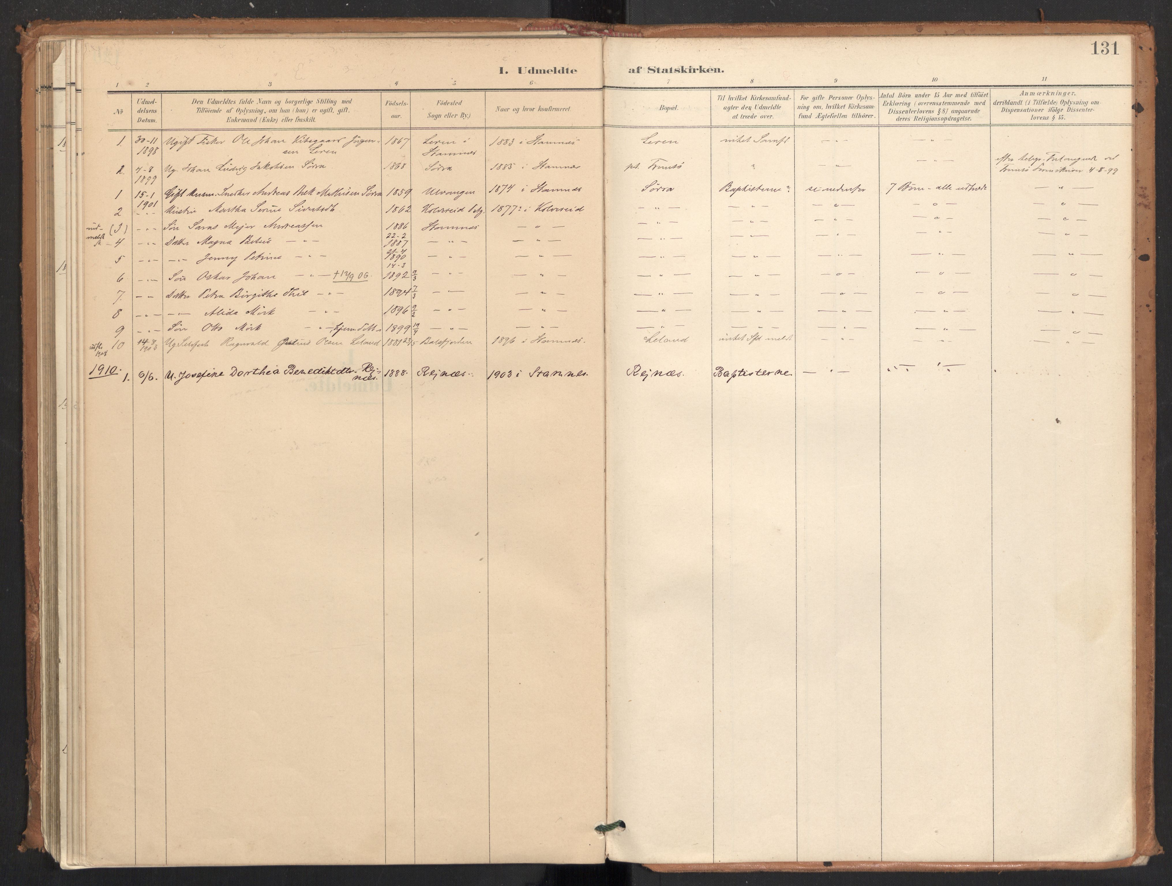 Ministerialprotokoller, klokkerbøker og fødselsregistre - Nordland, AV/SAT-A-1459/831/L0472: Parish register (official) no. 831A03, 1897-1912, p. 131