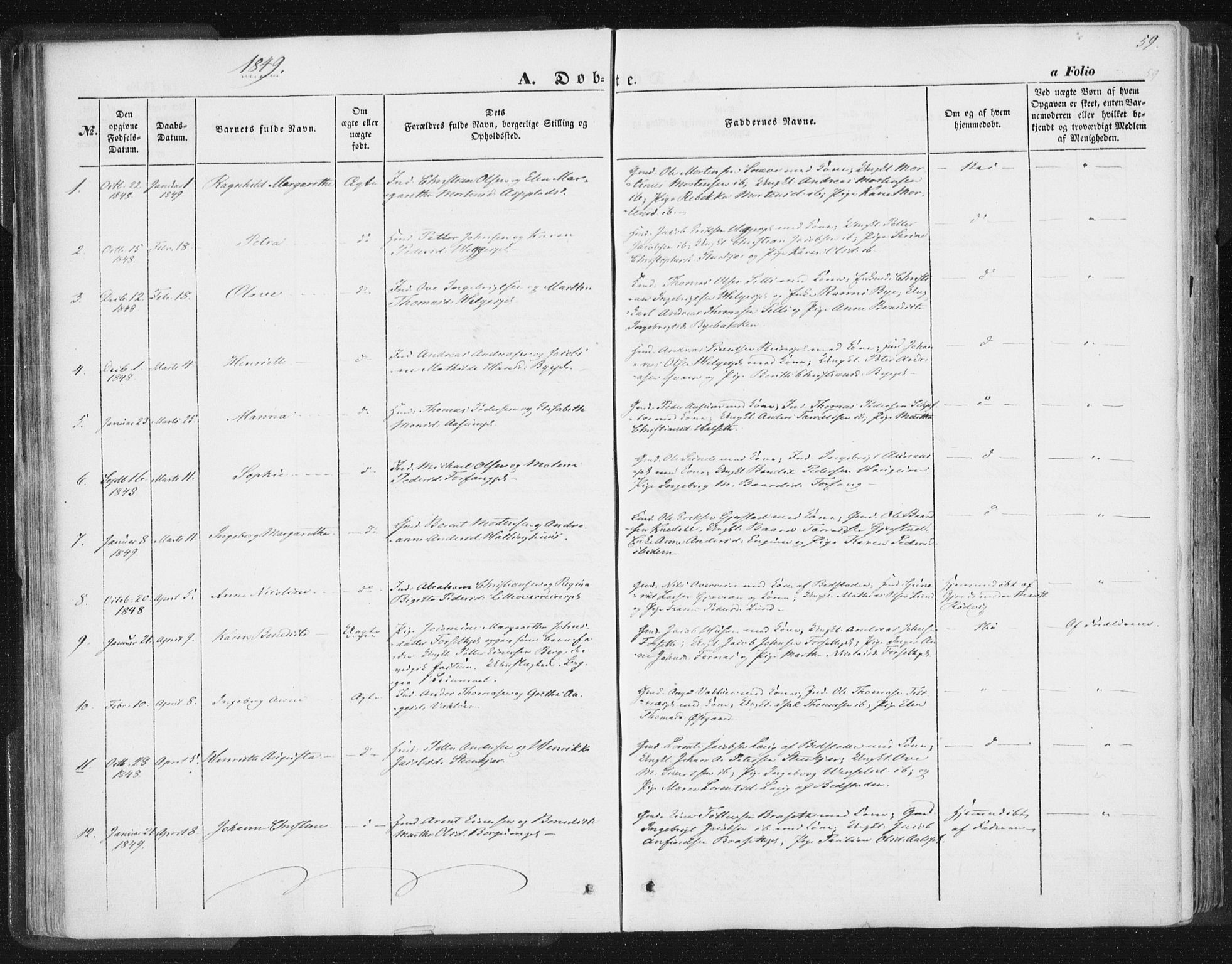 Ministerialprotokoller, klokkerbøker og fødselsregistre - Nord-Trøndelag, SAT/A-1458/746/L0446: Parish register (official) no. 746A05, 1846-1859, p. 59