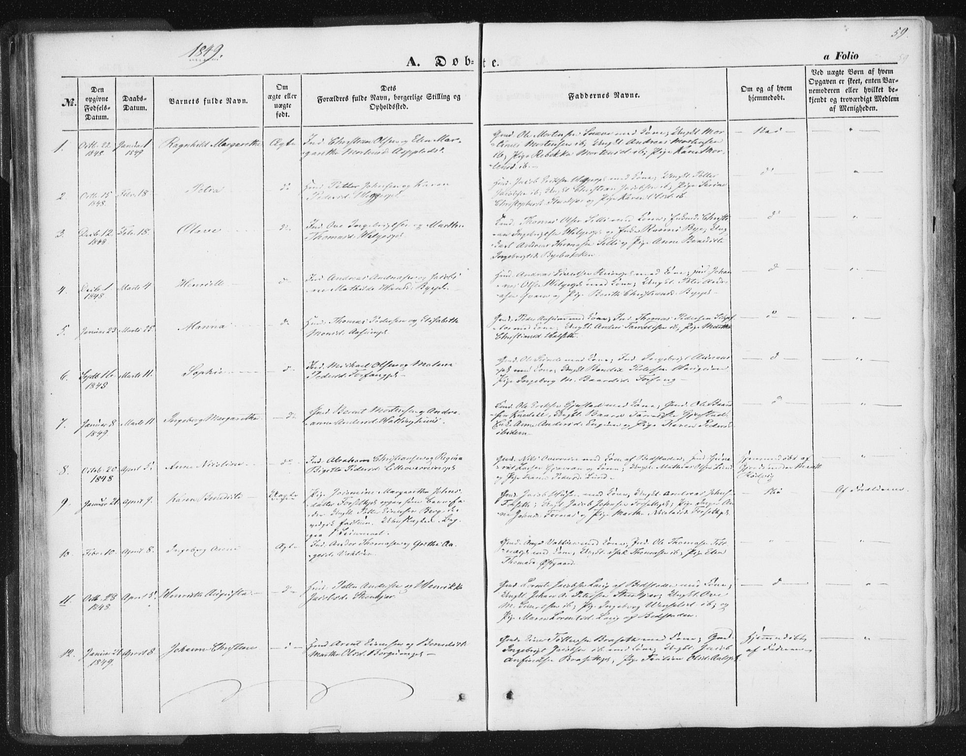 Ministerialprotokoller, klokkerbøker og fødselsregistre - Nord-Trøndelag, AV/SAT-A-1458/746/L0446: Parish register (official) no. 746A05, 1846-1859, p. 59