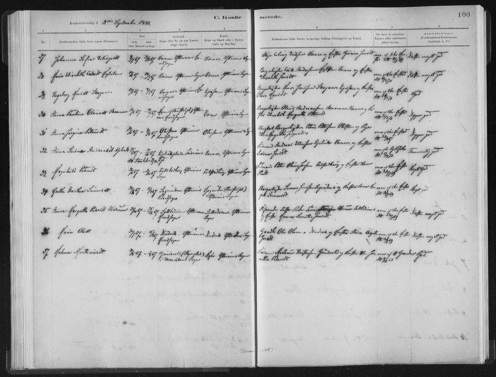 Ministerialprotokoller, klokkerbøker og fødselsregistre - Nord-Trøndelag, AV/SAT-A-1458/722/L0220: Parish register (official) no. 722A07, 1881-1908, p. 100