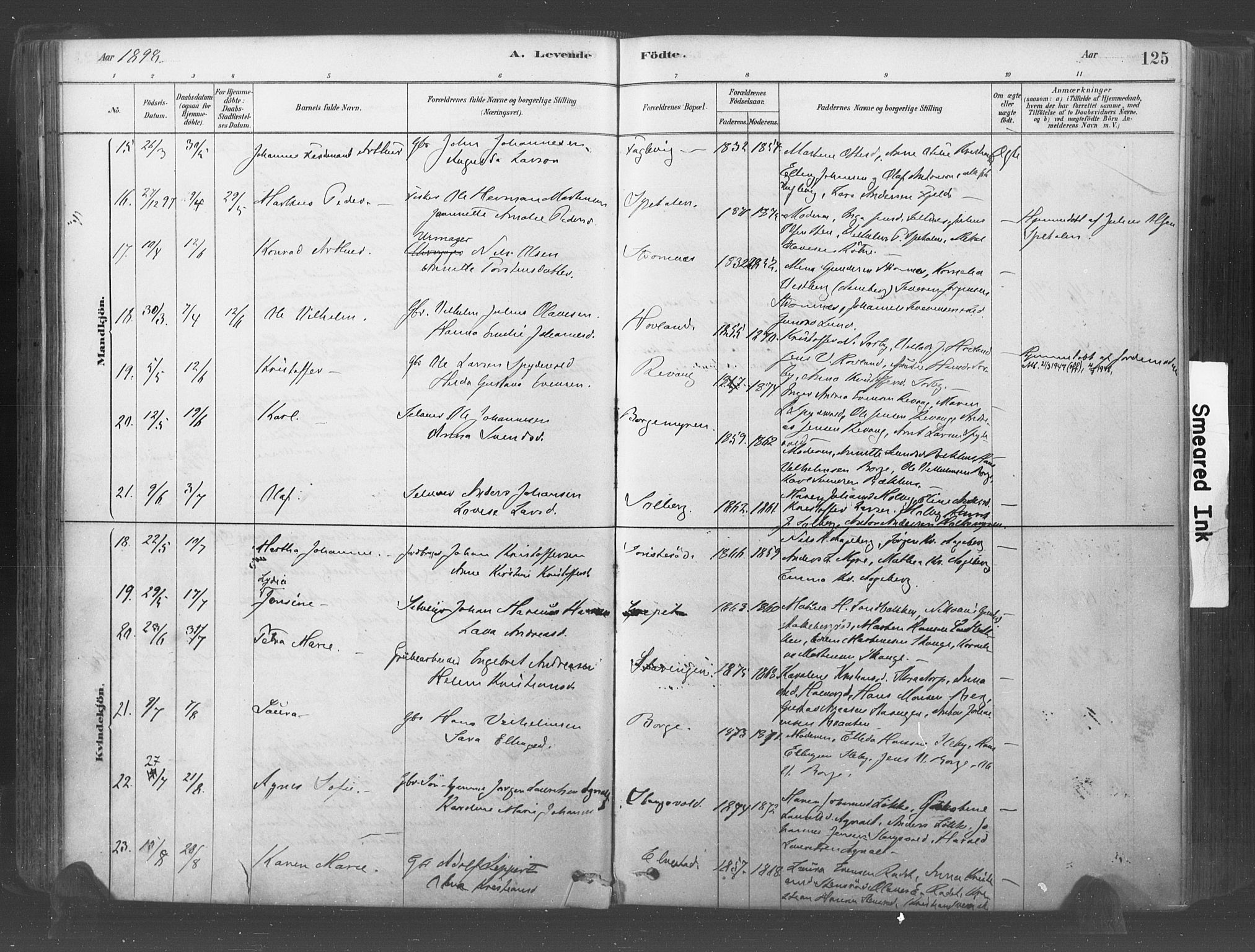 Råde prestekontor kirkebøker, SAO/A-2009/F/Fa/L0007: Parish register (official) no. 7, 1878-1902, p. 125