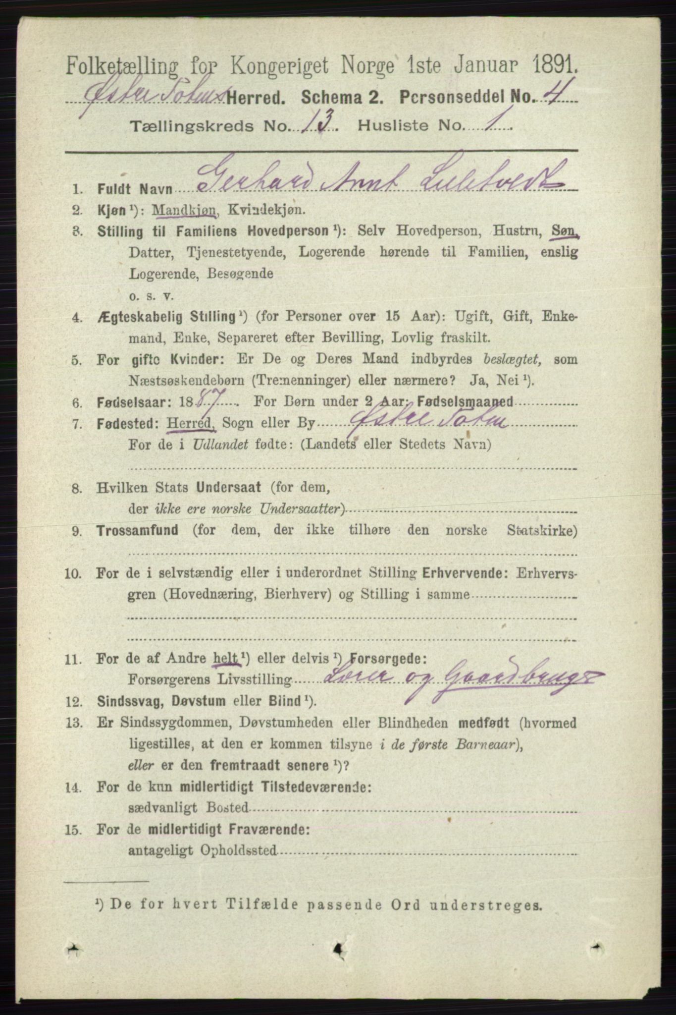 RA, 1891 census for 0528 Østre Toten, 1891, p. 8464