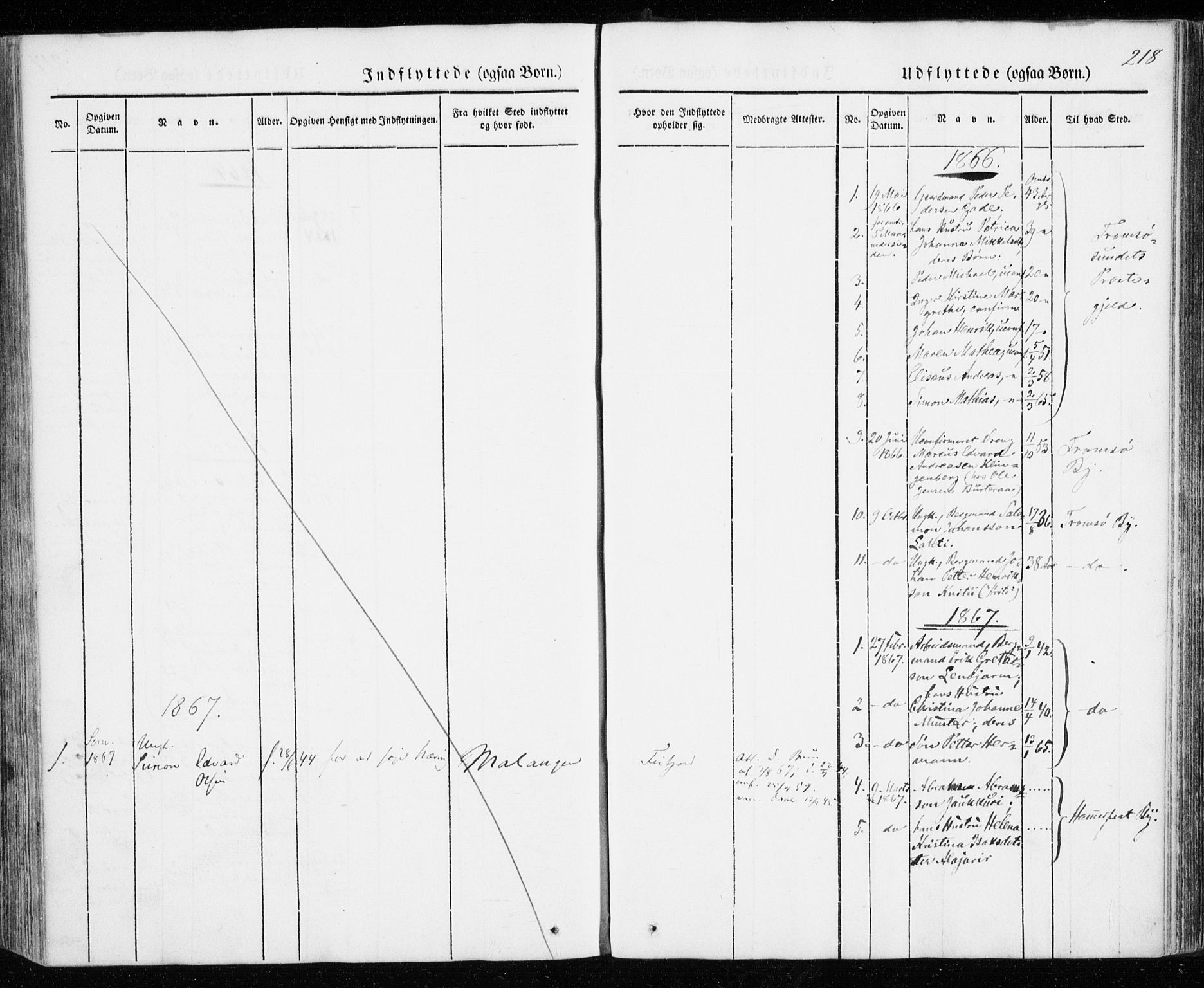 Karlsøy sokneprestembete, AV/SATØ-S-1299/H/Ha/Haa/L0009kirke: Parish register (official) no. 9, 1838-1867, p. 218