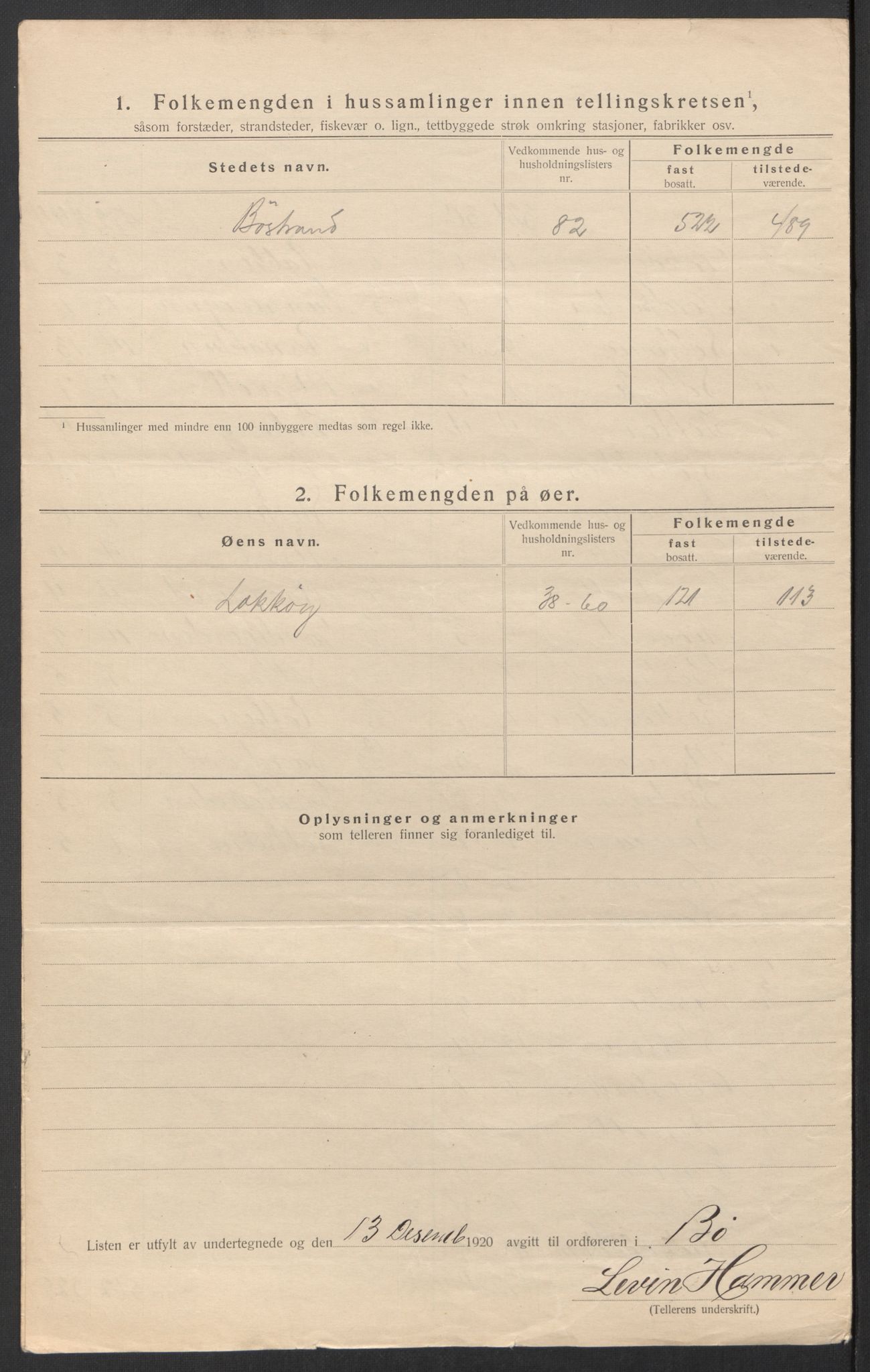 SAT, 1920 census for Bø, 1920, p. 21