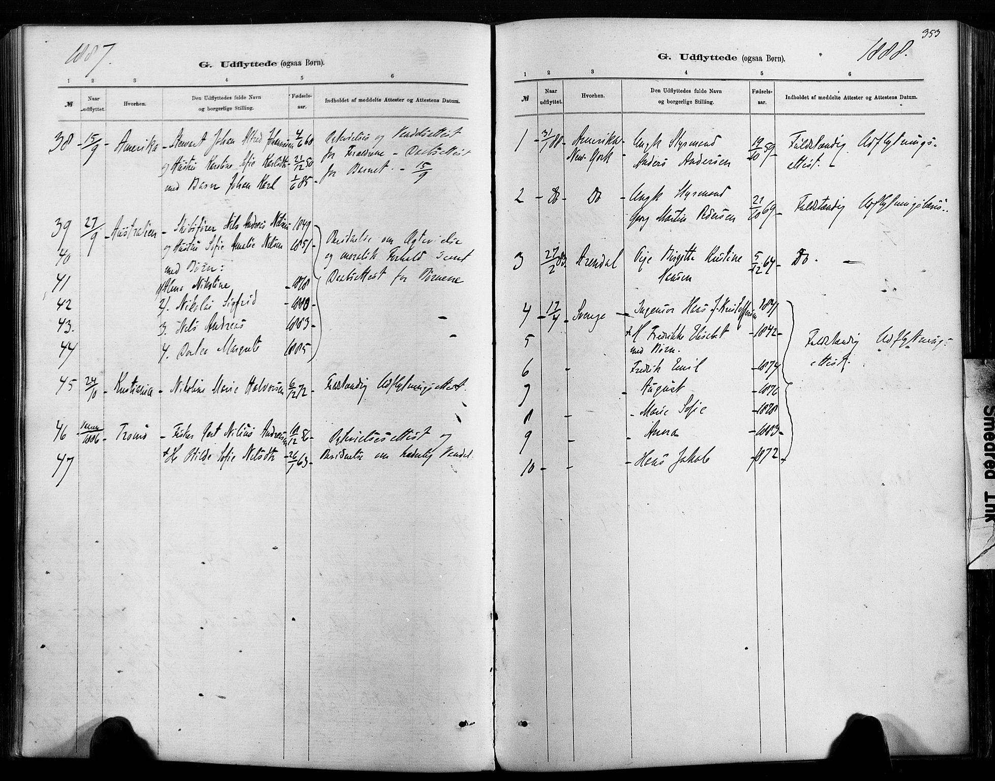Hisøy sokneprestkontor, SAK/1111-0020/F/Fa/L0003: Parish register (official) no. A 3, 1881-1894, p. 353