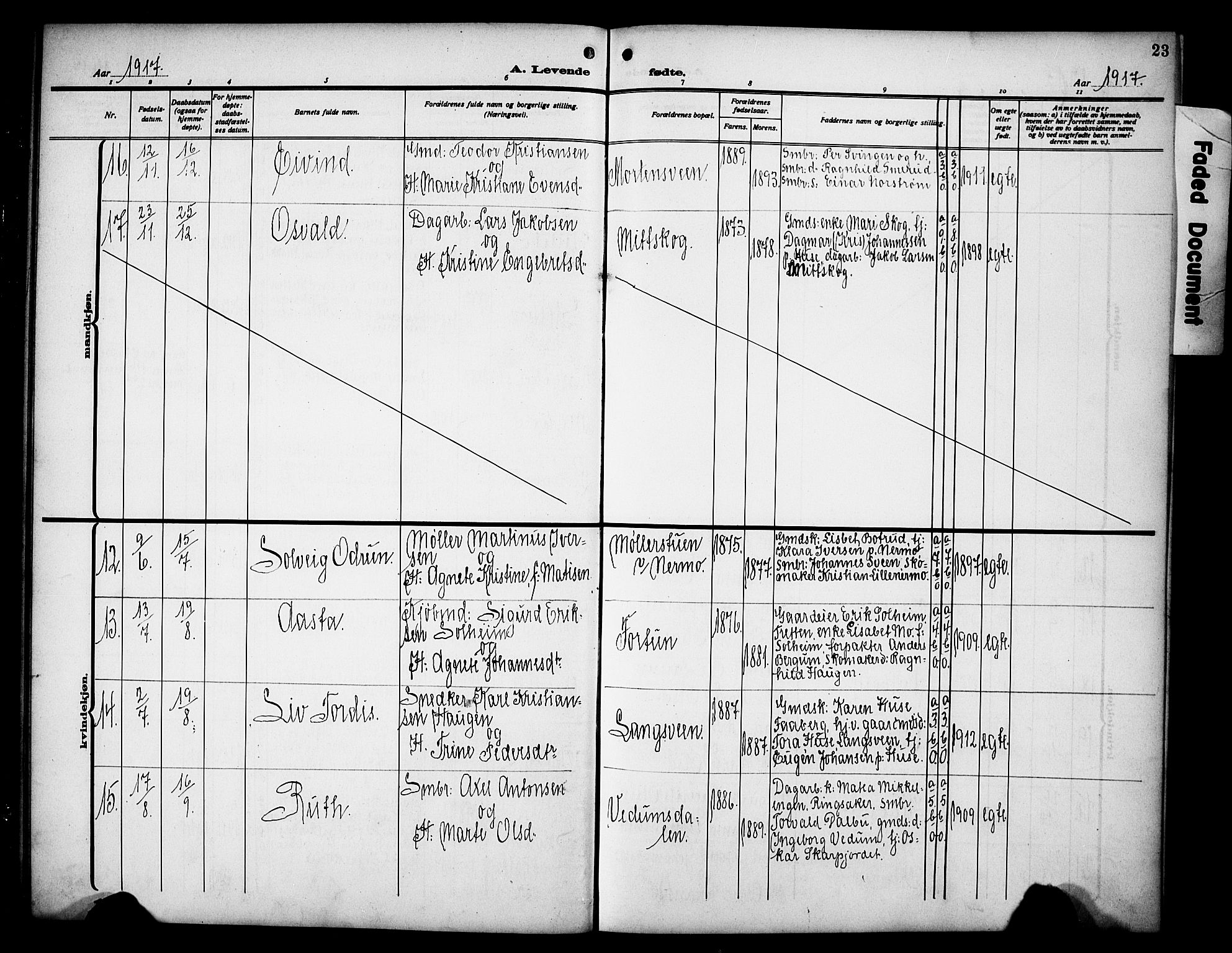 Øyer prestekontor, AV/SAH-PREST-084/H/Ha/Hab/L0007: Parish register (copy) no. 7, 1913-1928, p. 23