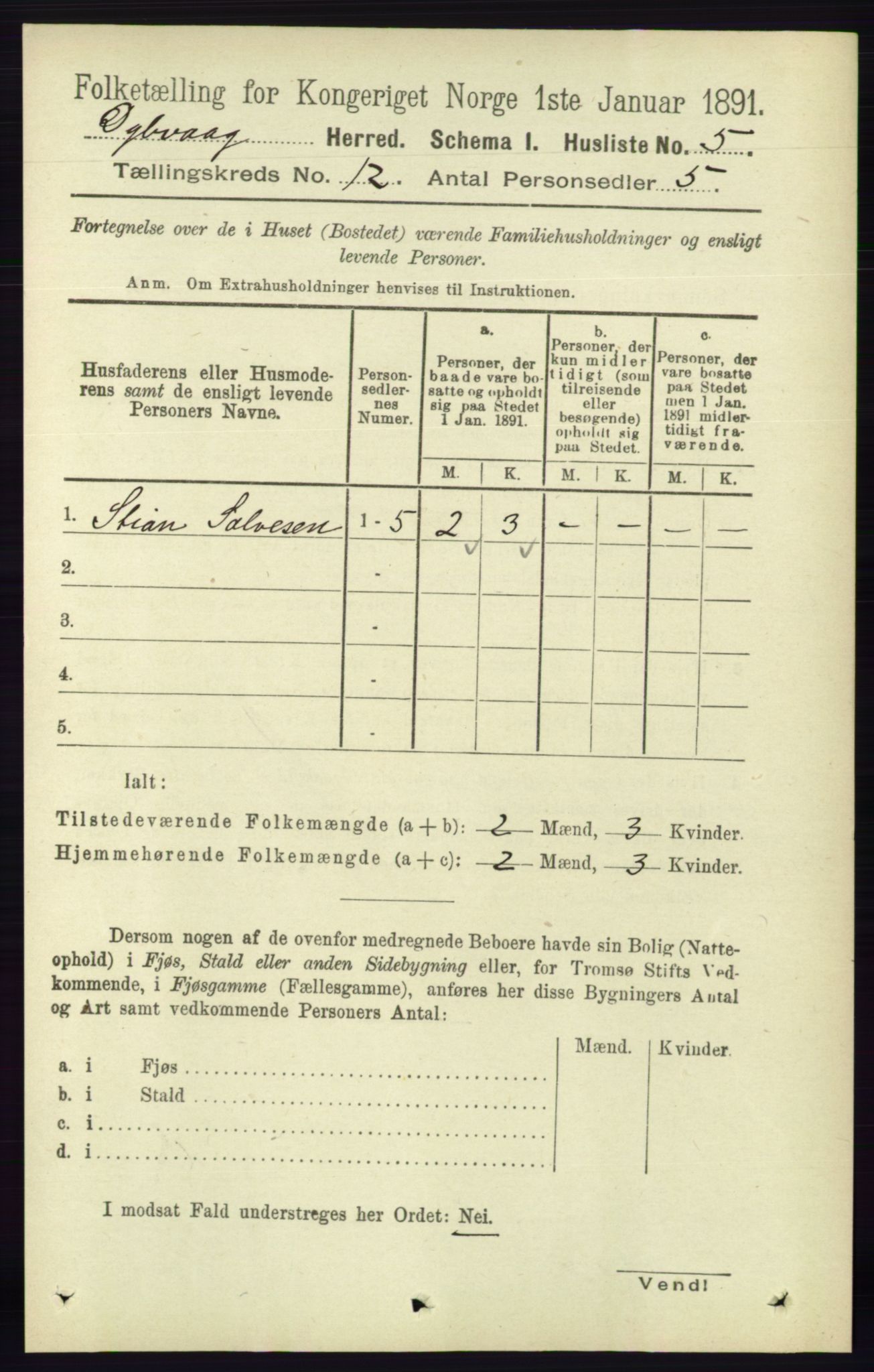 RA, 1891 census for 0915 Dypvåg, 1891, p. 4666