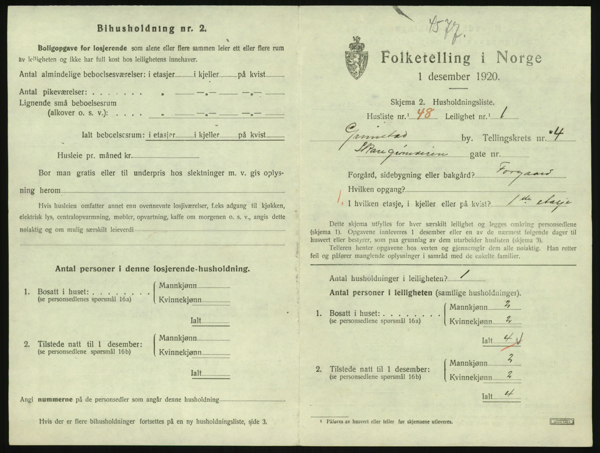 SAK, 1920 census for Grimstad, 1920, p. 1967