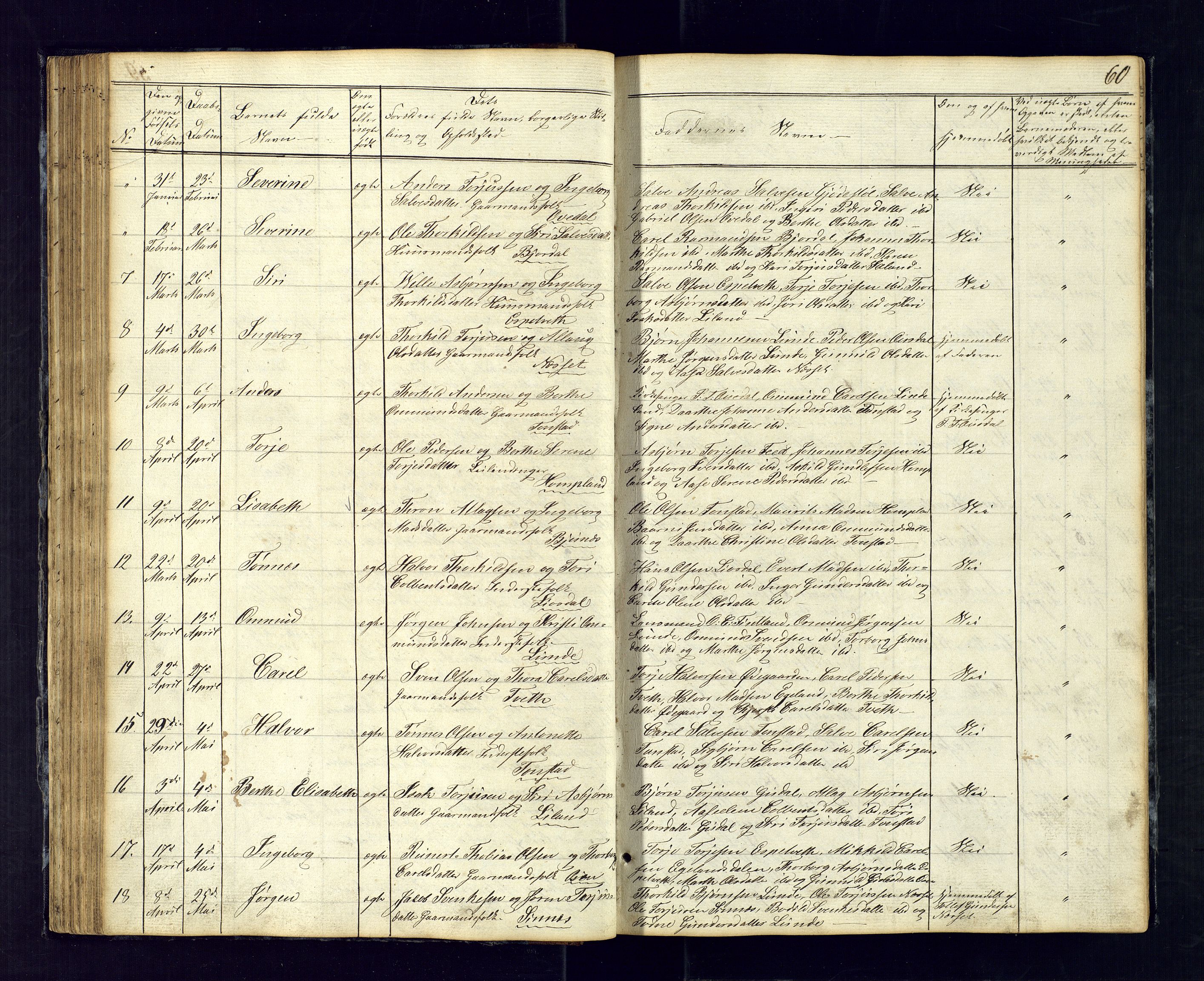 Sirdal sokneprestkontor, AV/SAK-1111-0036/F/Fb/Fbb/L0002: Parish register (copy) no. B-2, 1848-1878, p. 60