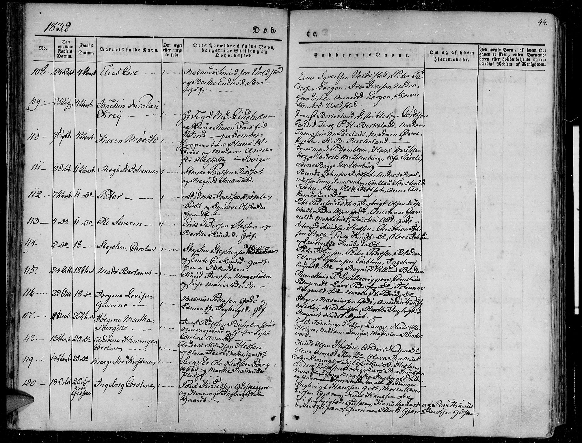 Ministerialprotokoller, klokkerbøker og fødselsregistre - Møre og Romsdal, AV/SAT-A-1454/528/L0395: Parish register (official) no. 528A06, 1828-1839, p. 44