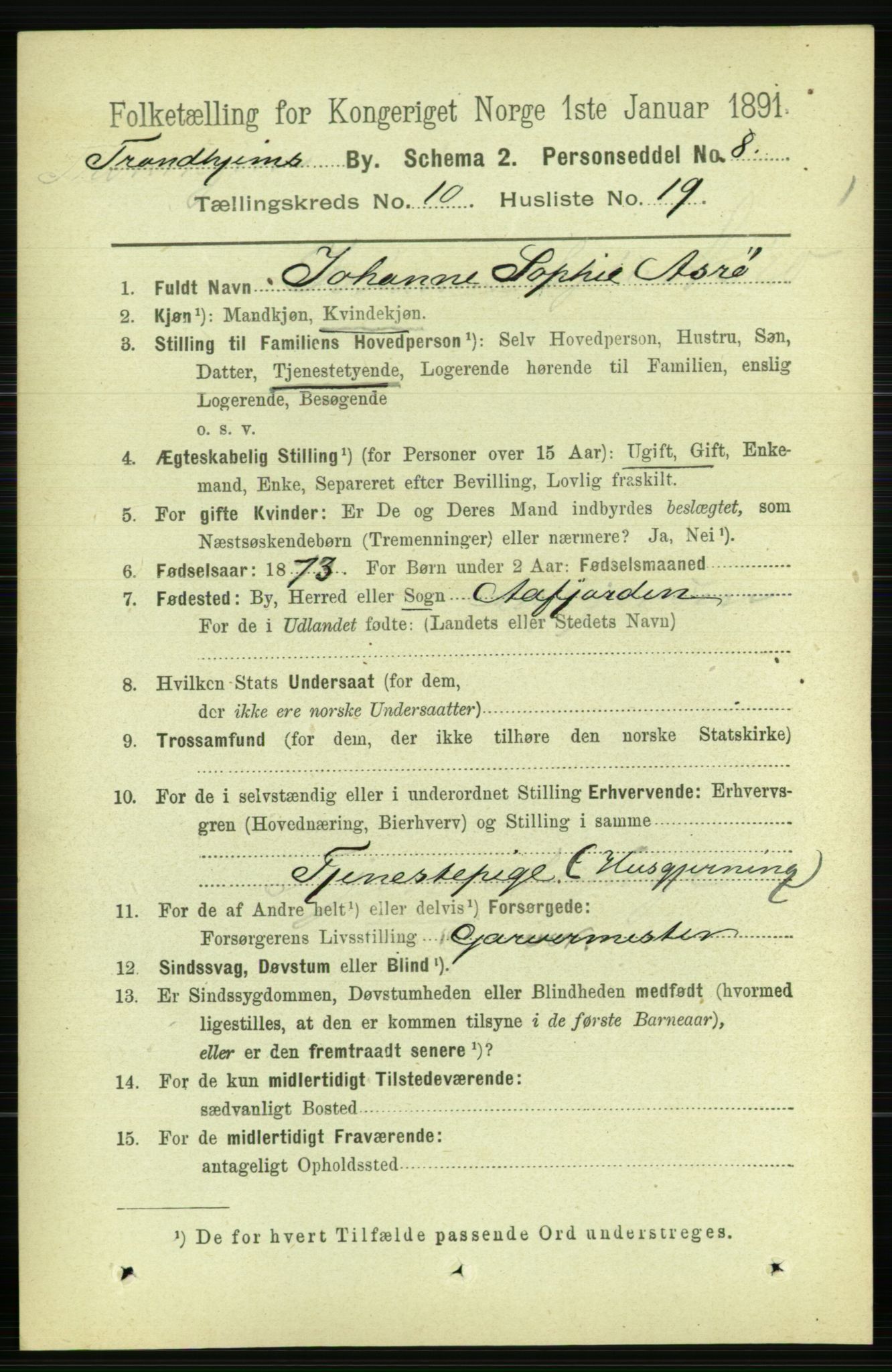 RA, 1891 census for 1601 Trondheim, 1891, p. 8640