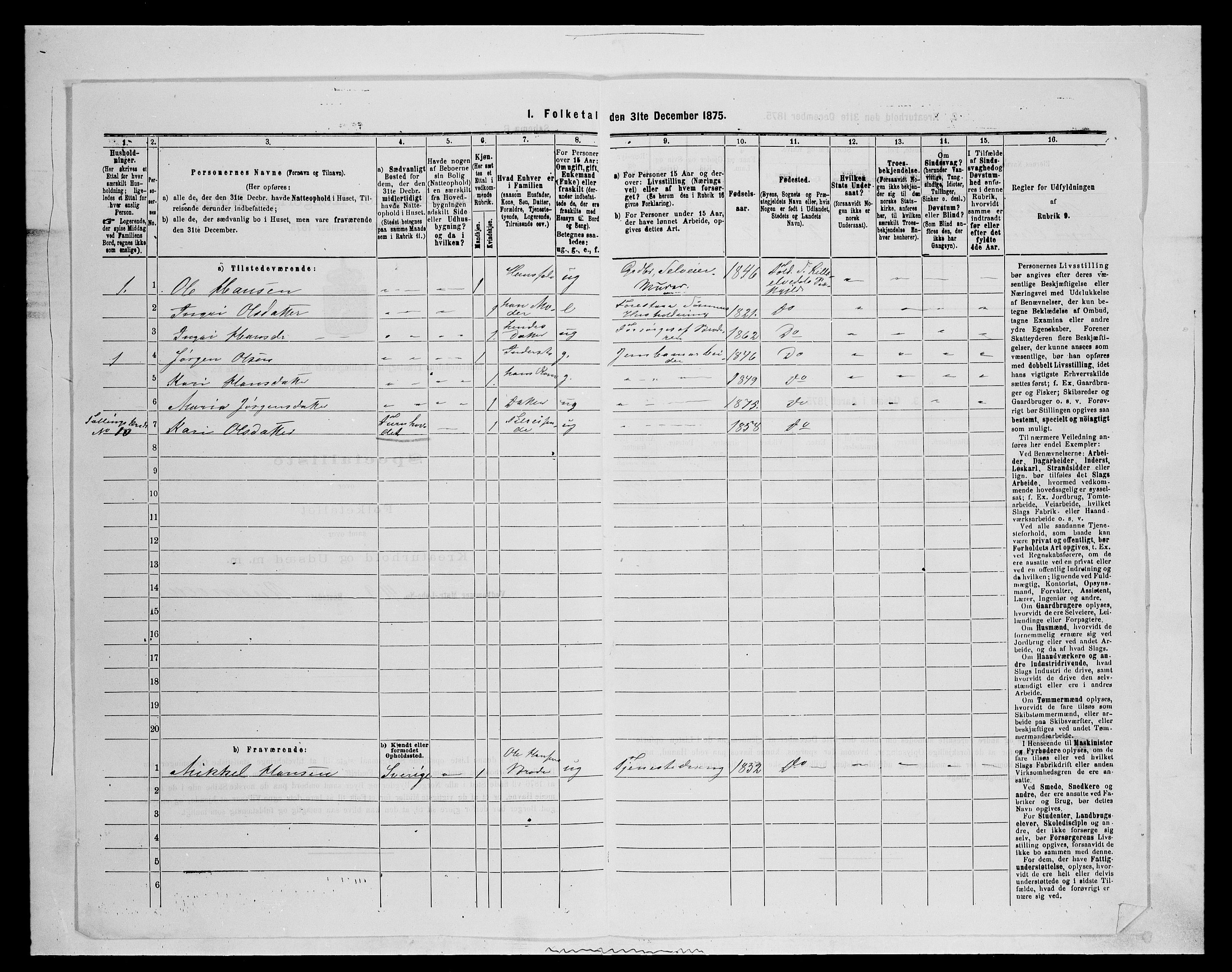 SAH, 1875 census for 0438P Lille Elvedalen, 1875, p. 732