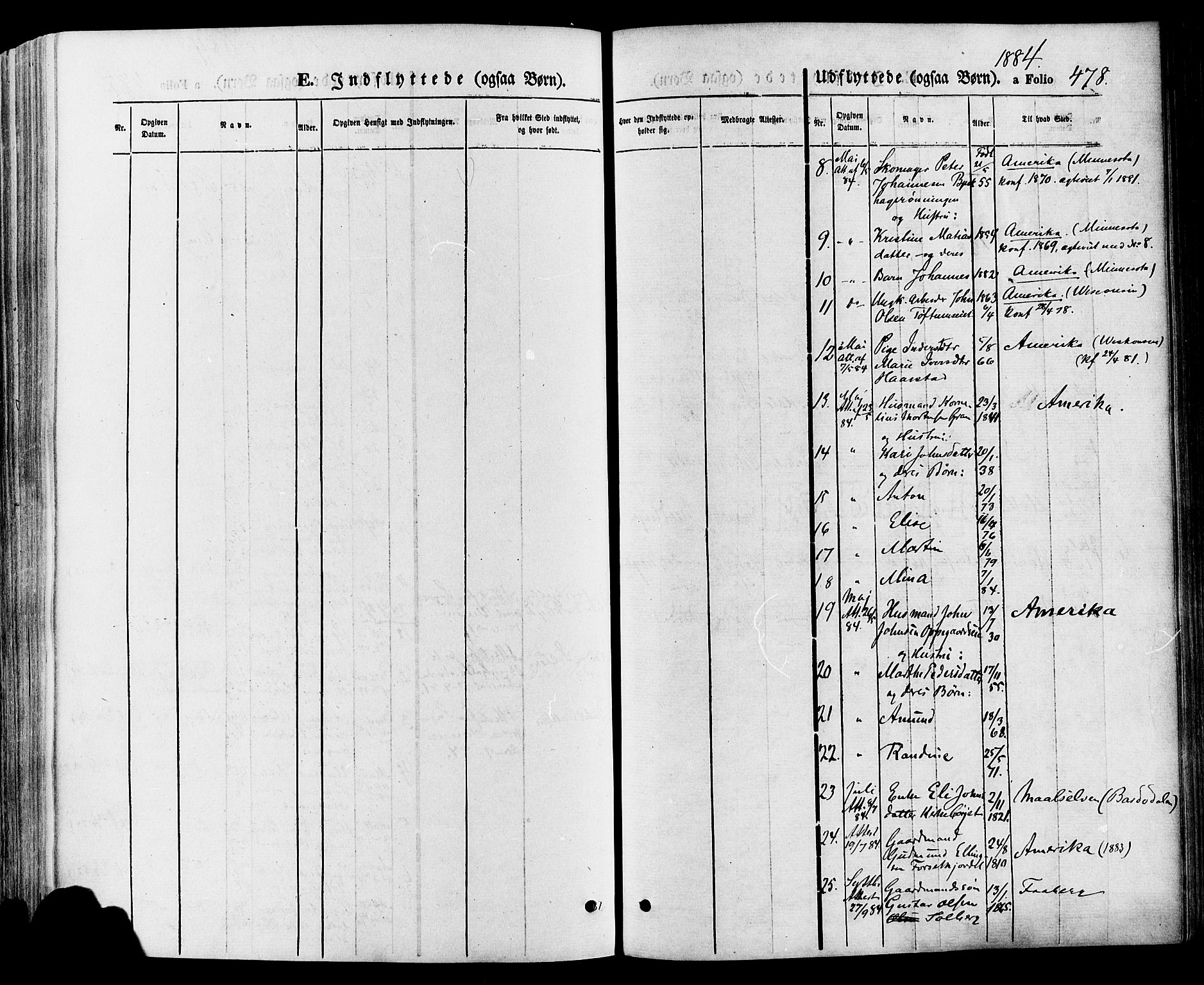 Gausdal prestekontor, SAH/PREST-090/H/Ha/Haa/L0010: Parish register (official) no. 10, 1867-1886, p. 478