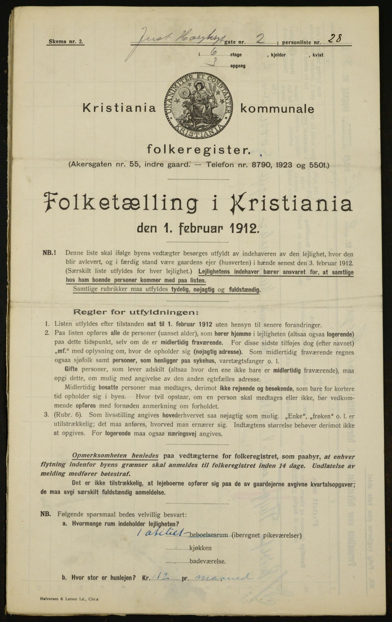 OBA, Municipal Census 1912 for Kristiania, 1912, p. 47929