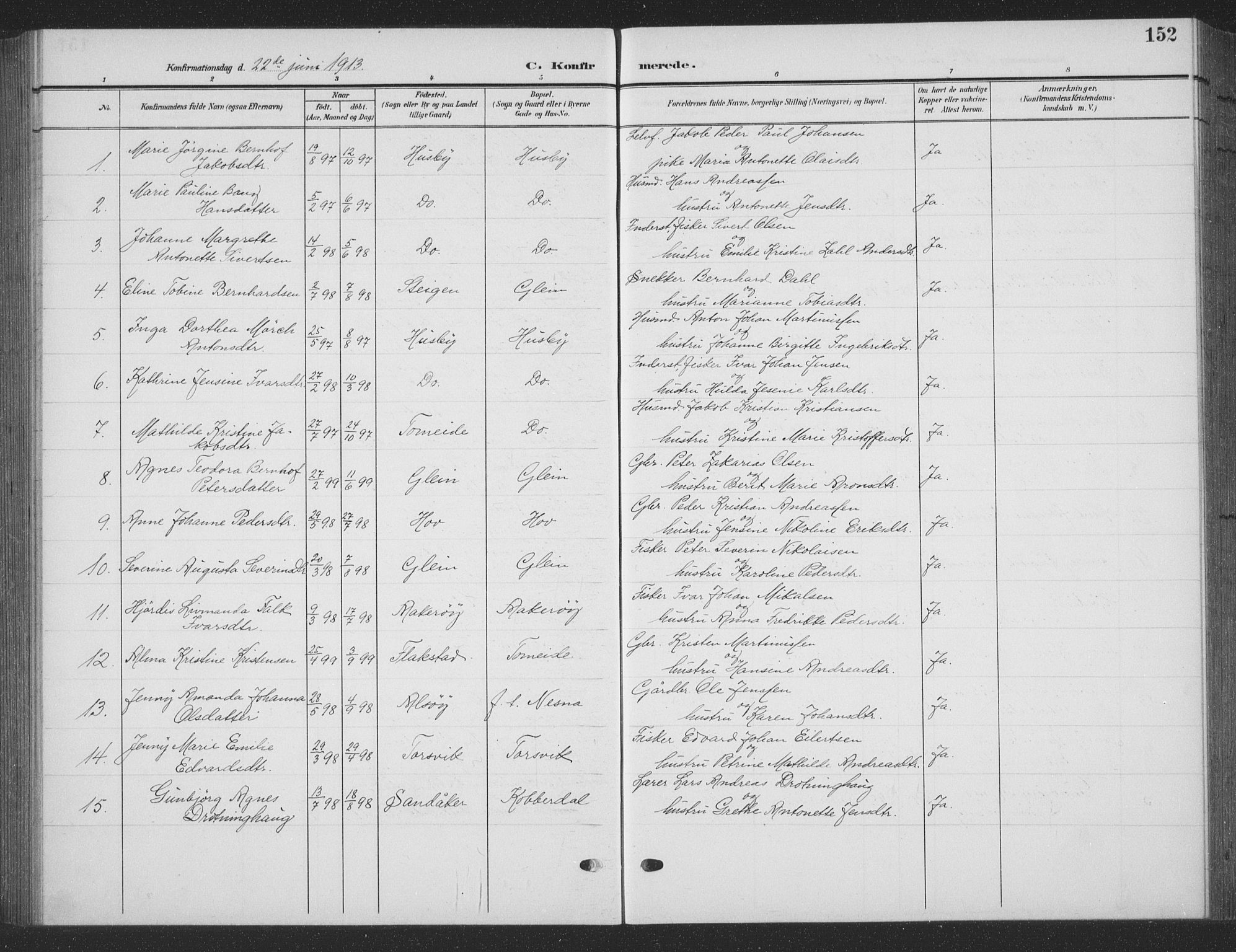 Ministerialprotokoller, klokkerbøker og fødselsregistre - Nordland, AV/SAT-A-1459/835/L0533: Parish register (copy) no. 835C05, 1906-1939, p. 152