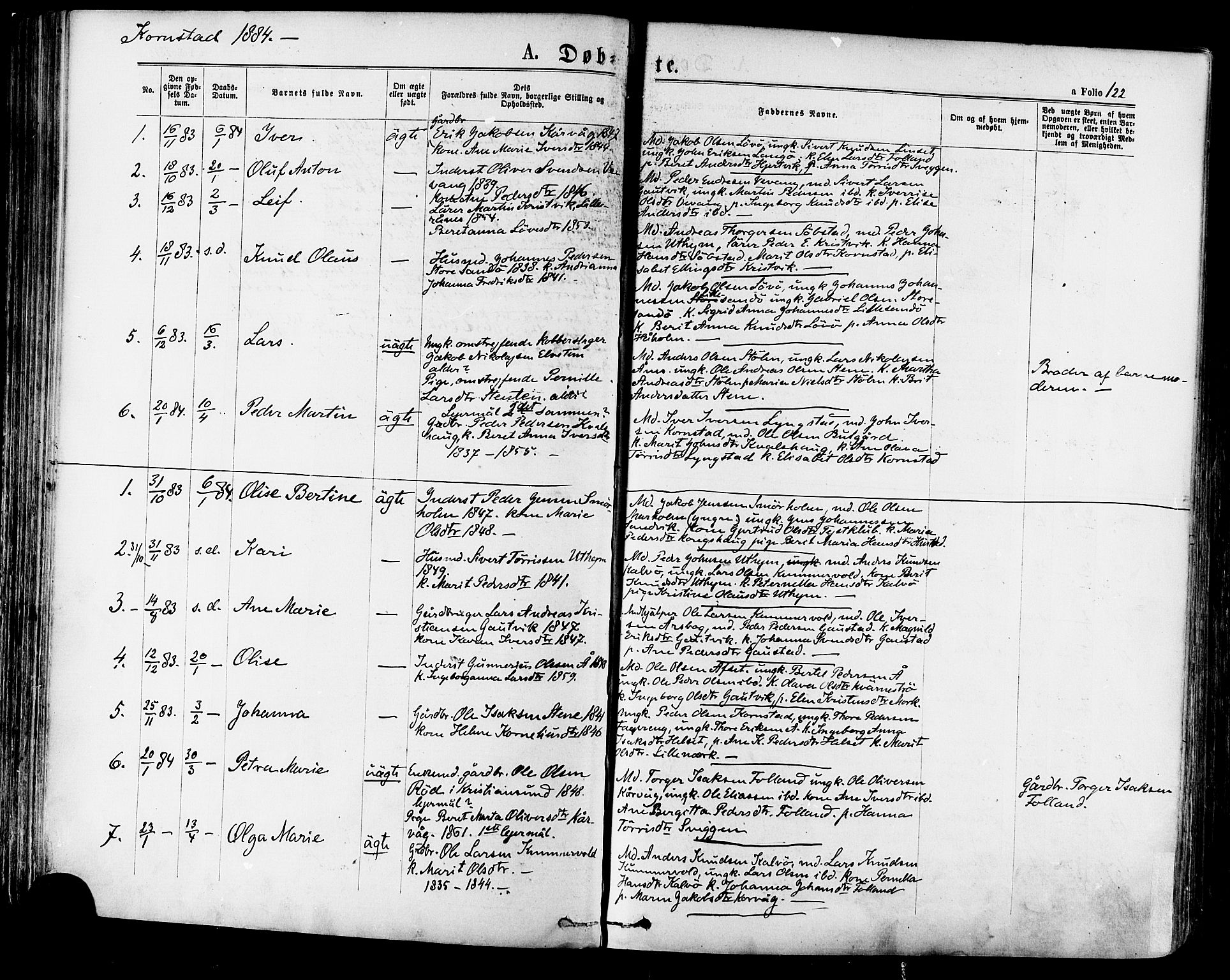 Ministerialprotokoller, klokkerbøker og fødselsregistre - Møre og Romsdal, AV/SAT-A-1454/568/L0806: Parish register (official) no. 568A12 /2, 1878-1884, p. 122