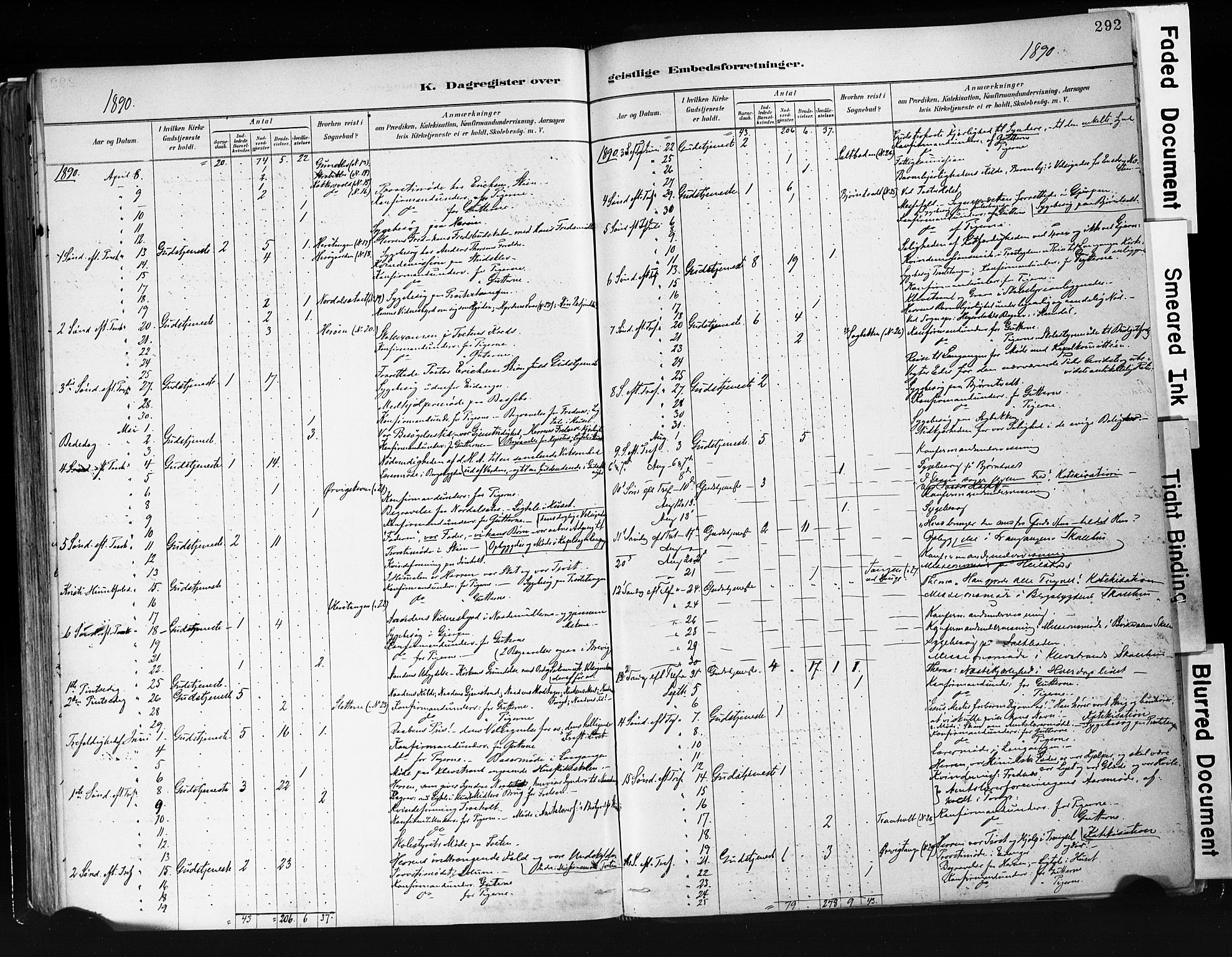 Eidanger kirkebøker, AV/SAKO-A-261/F/Fa/L0012: Parish register (official) no. 12, 1879-1900, p. 292