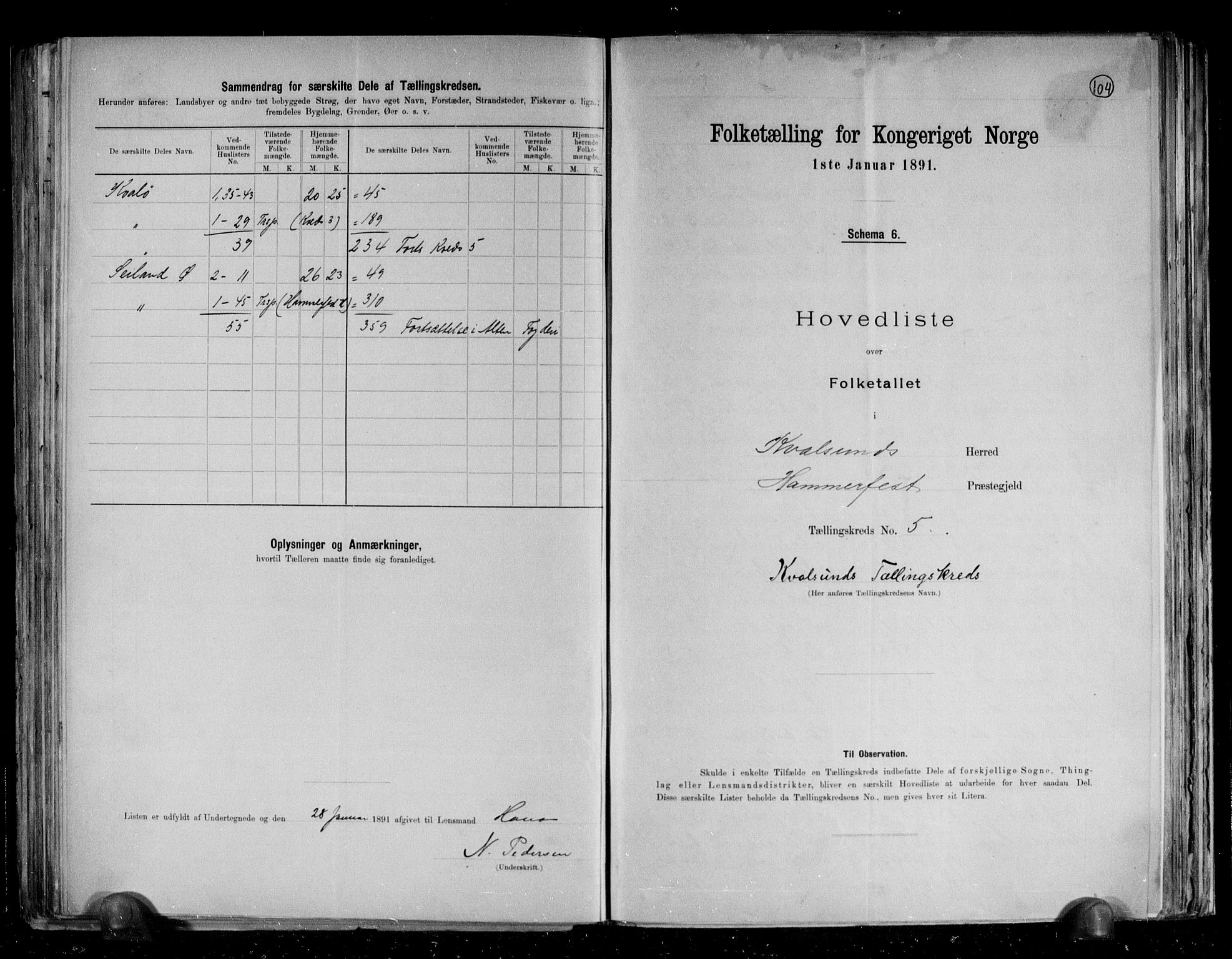 RA, 1891 census for 2017 Kvalsund, 1891, p. 8