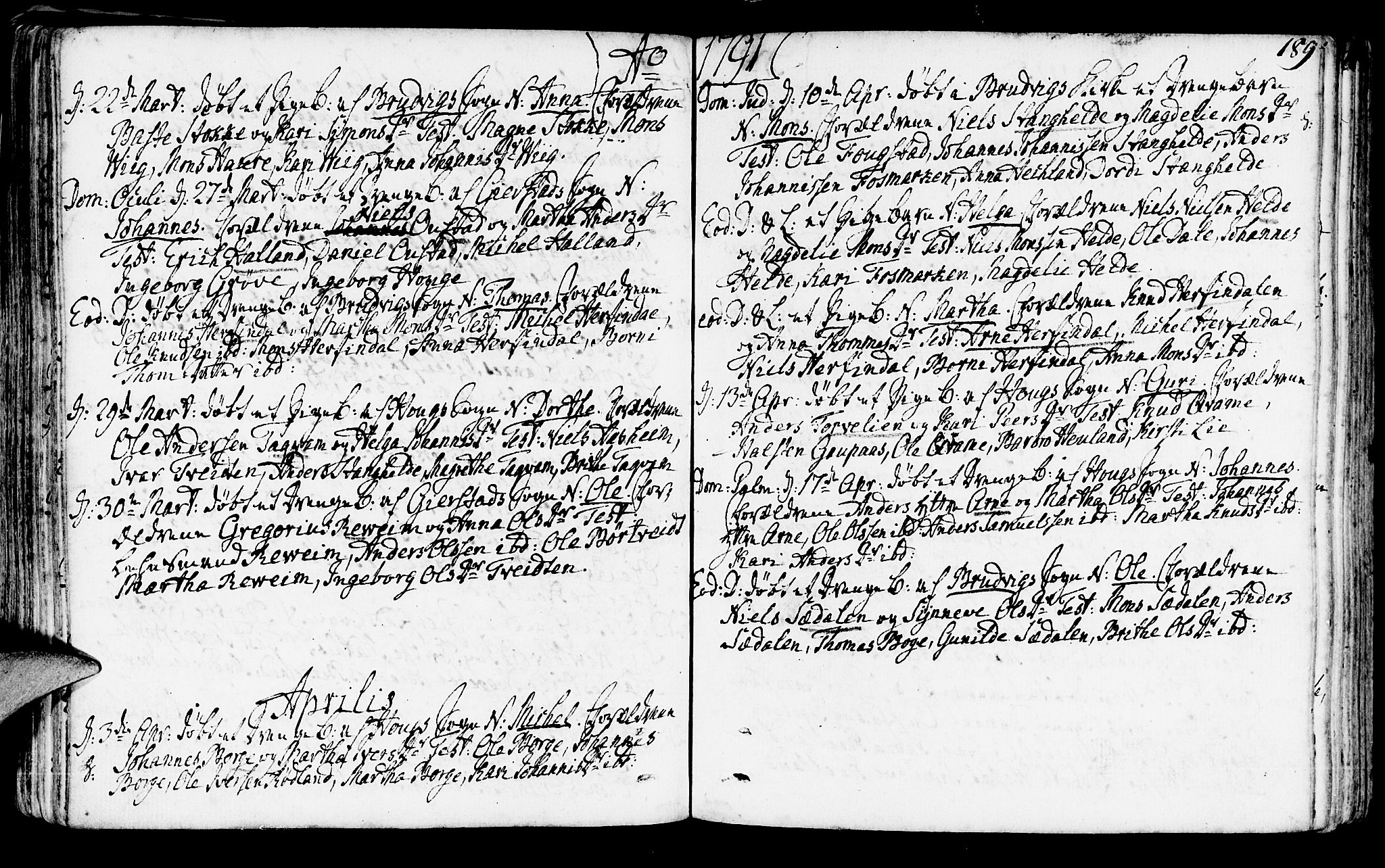 Haus sokneprestembete, AV/SAB-A-75601/H/Haa: Parish register (official) no. A 10, 1782-1796, p. 189