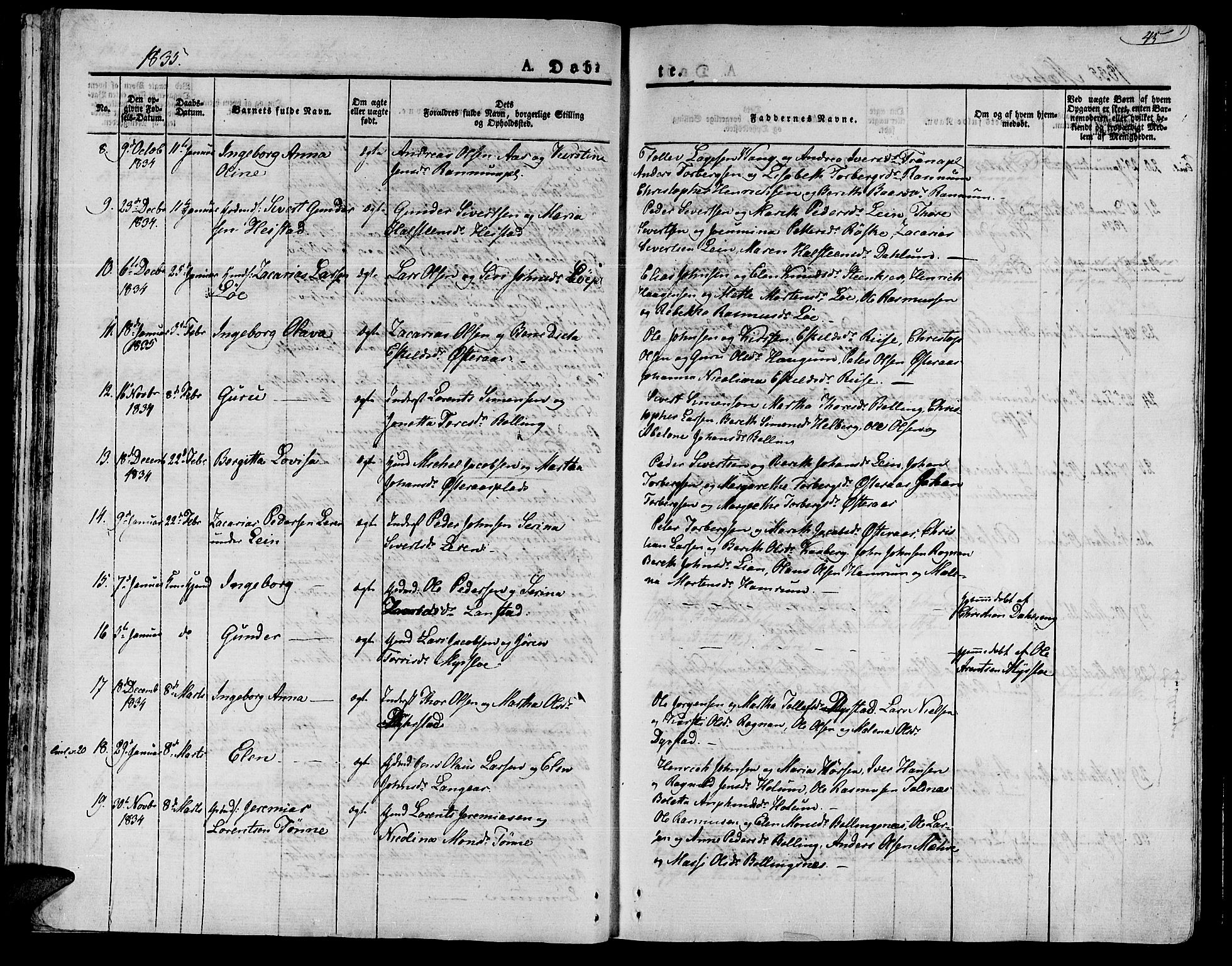Ministerialprotokoller, klokkerbøker og fødselsregistre - Nord-Trøndelag, SAT/A-1458/735/L0336: Parish register (official) no. 735A05 /1, 1825-1835, p. 45