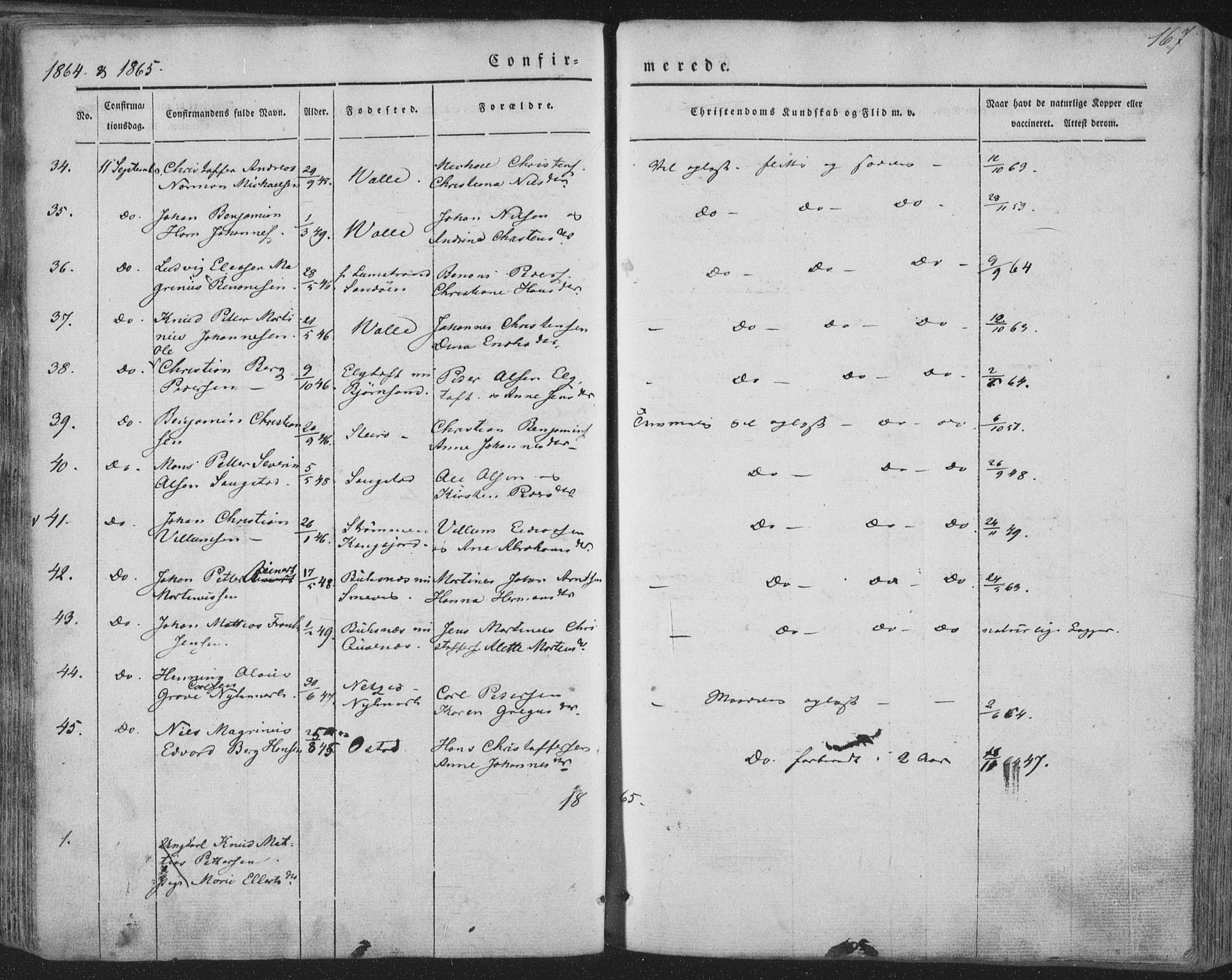 Ministerialprotokoller, klokkerbøker og fødselsregistre - Nordland, AV/SAT-A-1459/880/L1131: Parish register (official) no. 880A05, 1844-1868, p. 167