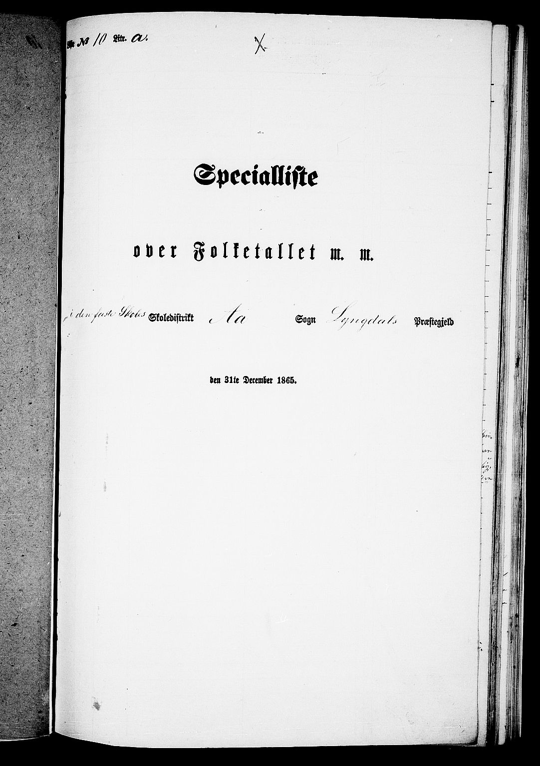 RA, 1865 census for Lyngdal, 1865, p. 196