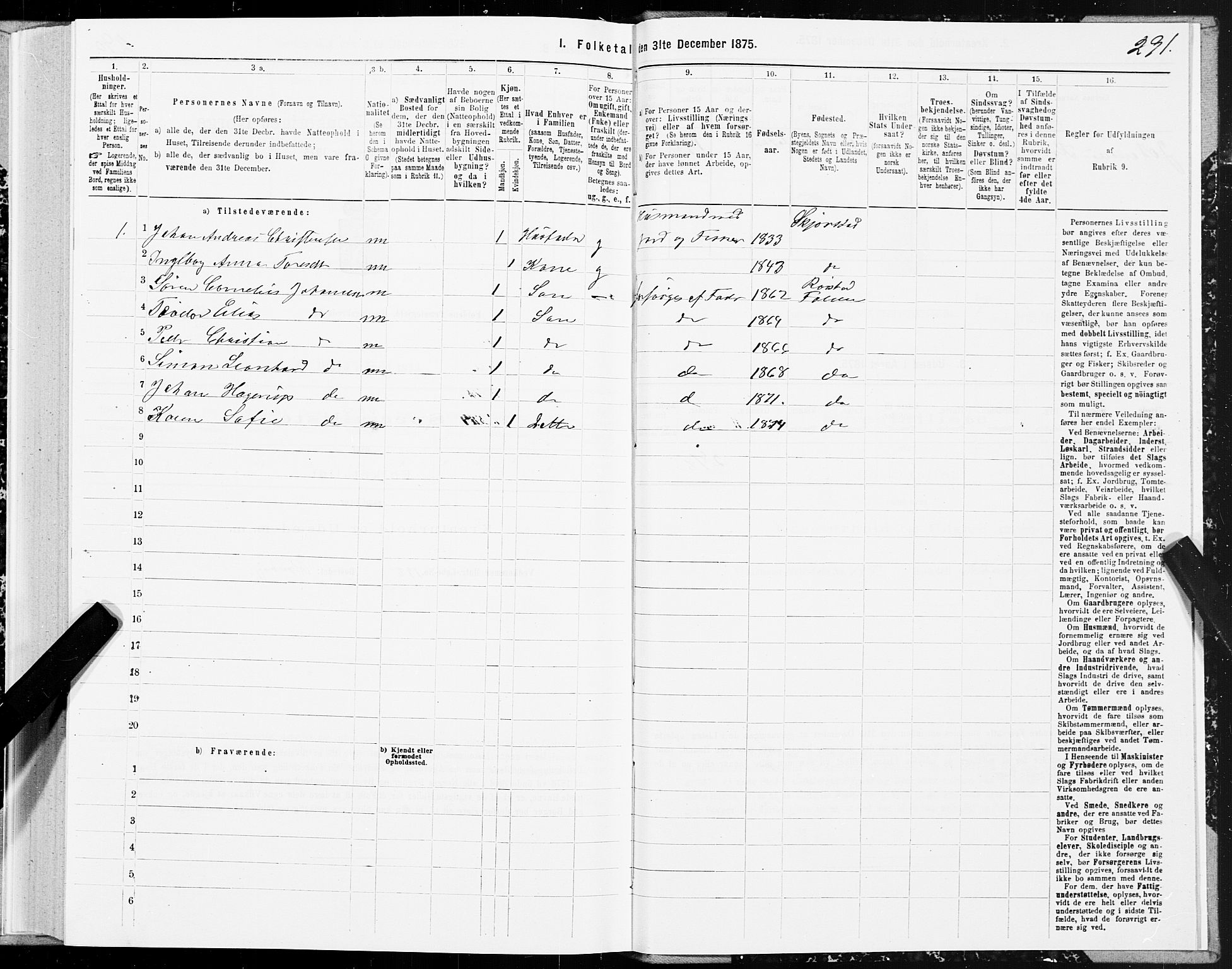 SAT, 1875 census for 1845P Folda, 1875, p. 2291