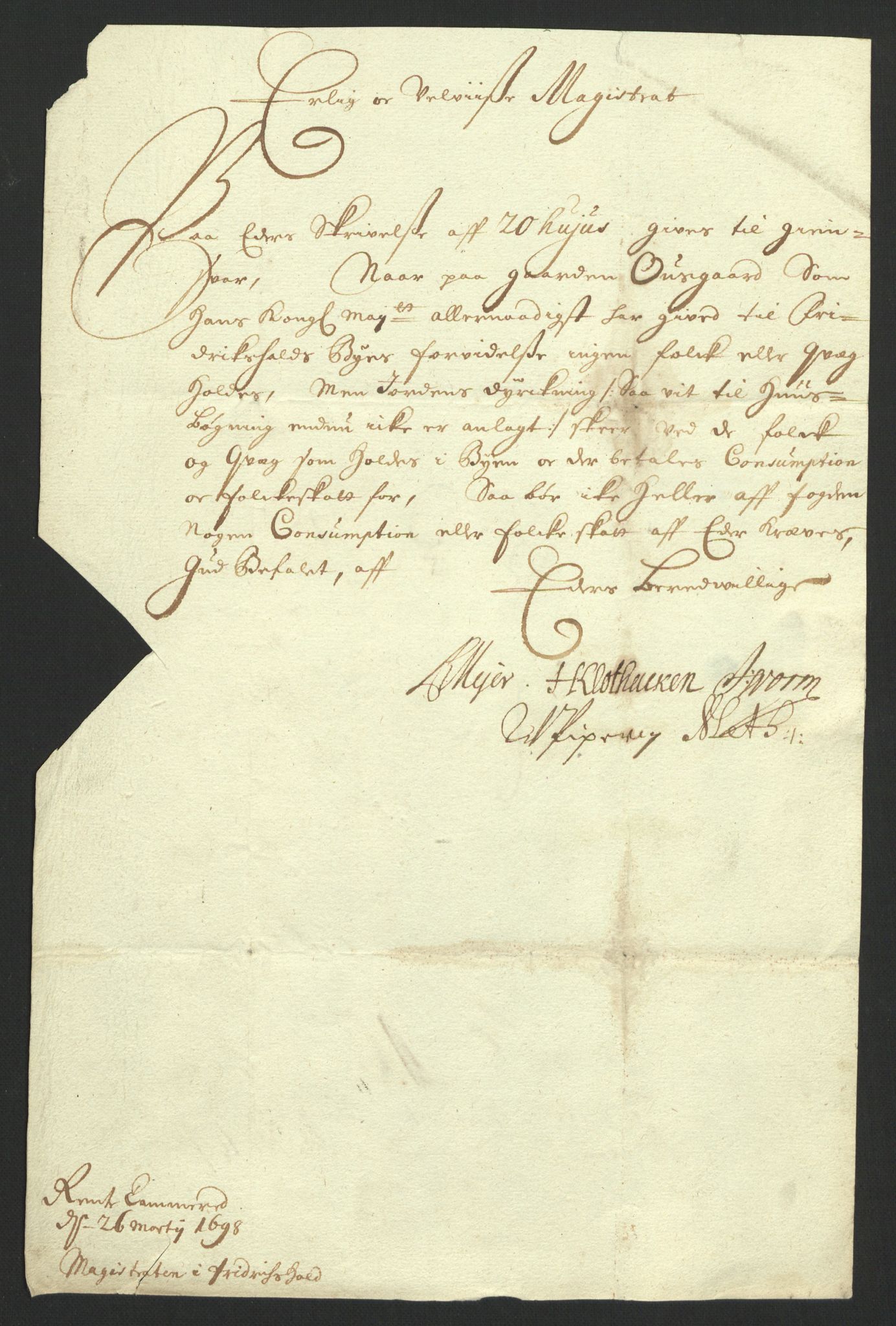 Rentekammeret inntil 1814, Reviderte regnskaper, Fogderegnskap, AV/RA-EA-4092/R01/L0013: Fogderegnskap Idd og Marker, 1696-1698, p. 383