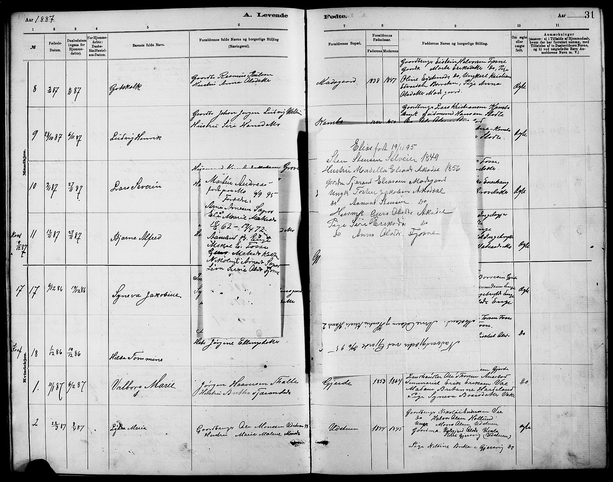 Etne sokneprestembete, SAB/A-75001/H/Hab: Parish register (copy) no. B 4, 1879-1897, p. 31