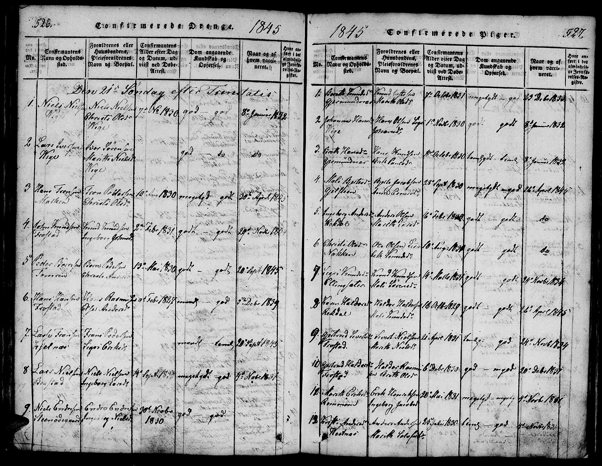 Ministerialprotokoller, klokkerbøker og fødselsregistre - Møre og Romsdal, SAT/A-1454/539/L0528: Parish register (official) no. 539A01, 1818-1847, p. 526-527