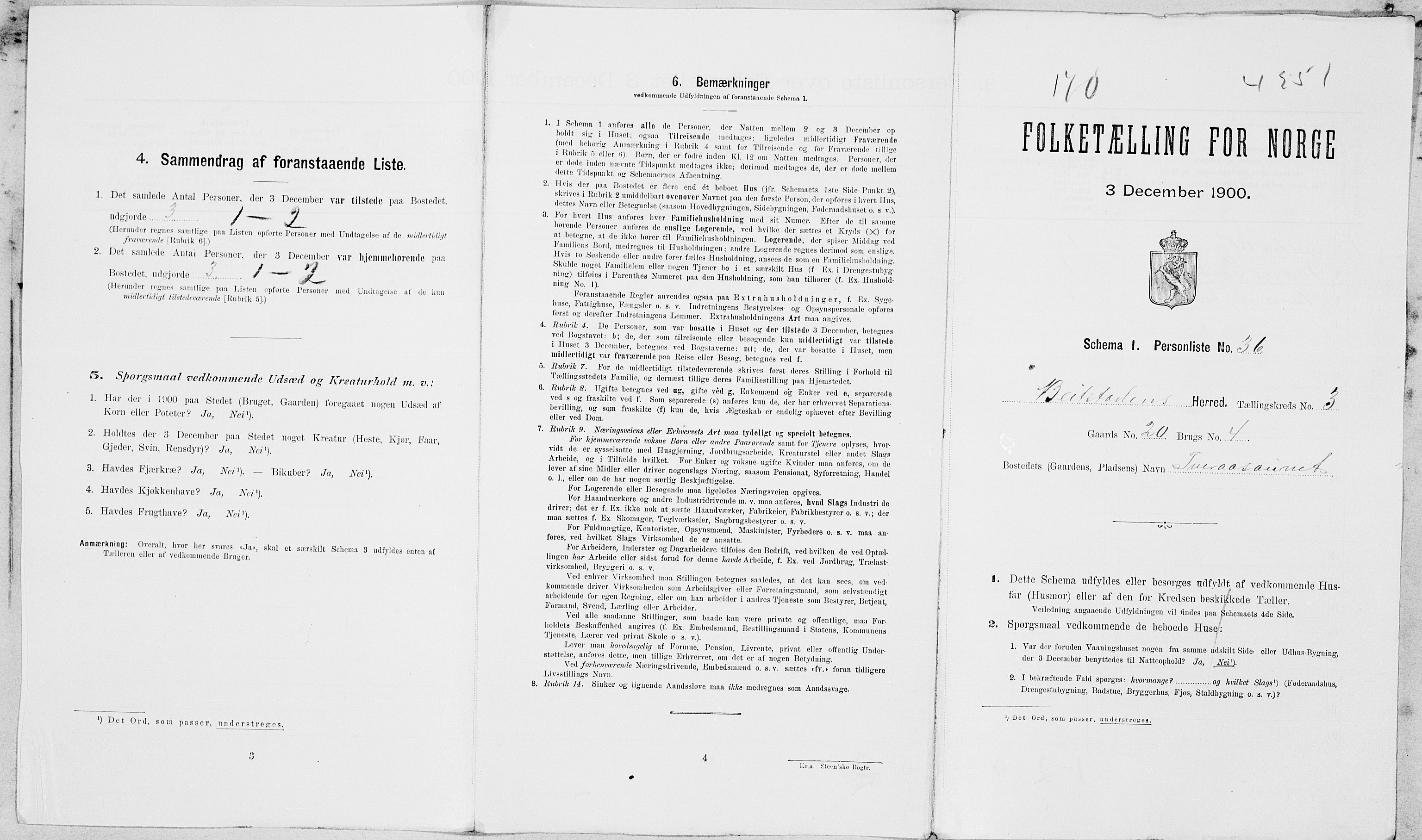 SAT, 1900 census for Beitstad, 1900, p. 60