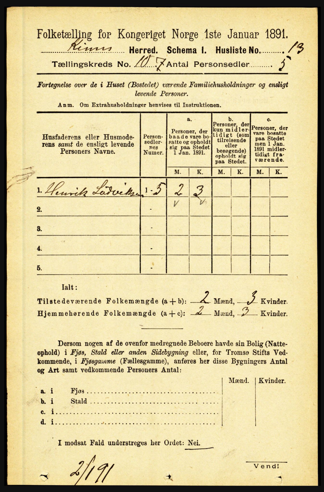RA, 1891 census for 1437 Kinn, 1891, p. 3769