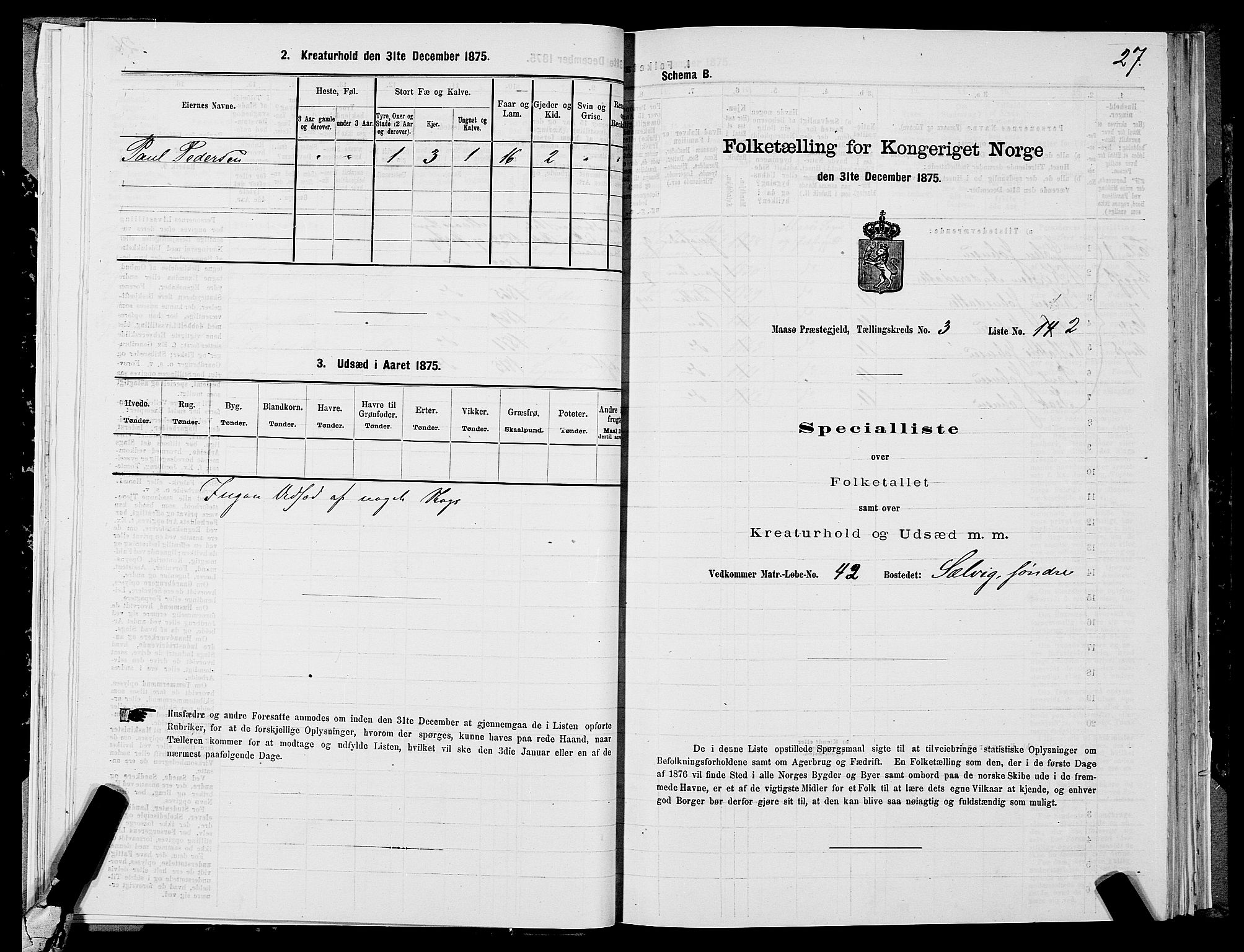 SATØ, 1875 census for 2018P Måsøy, 1875, p. 1027