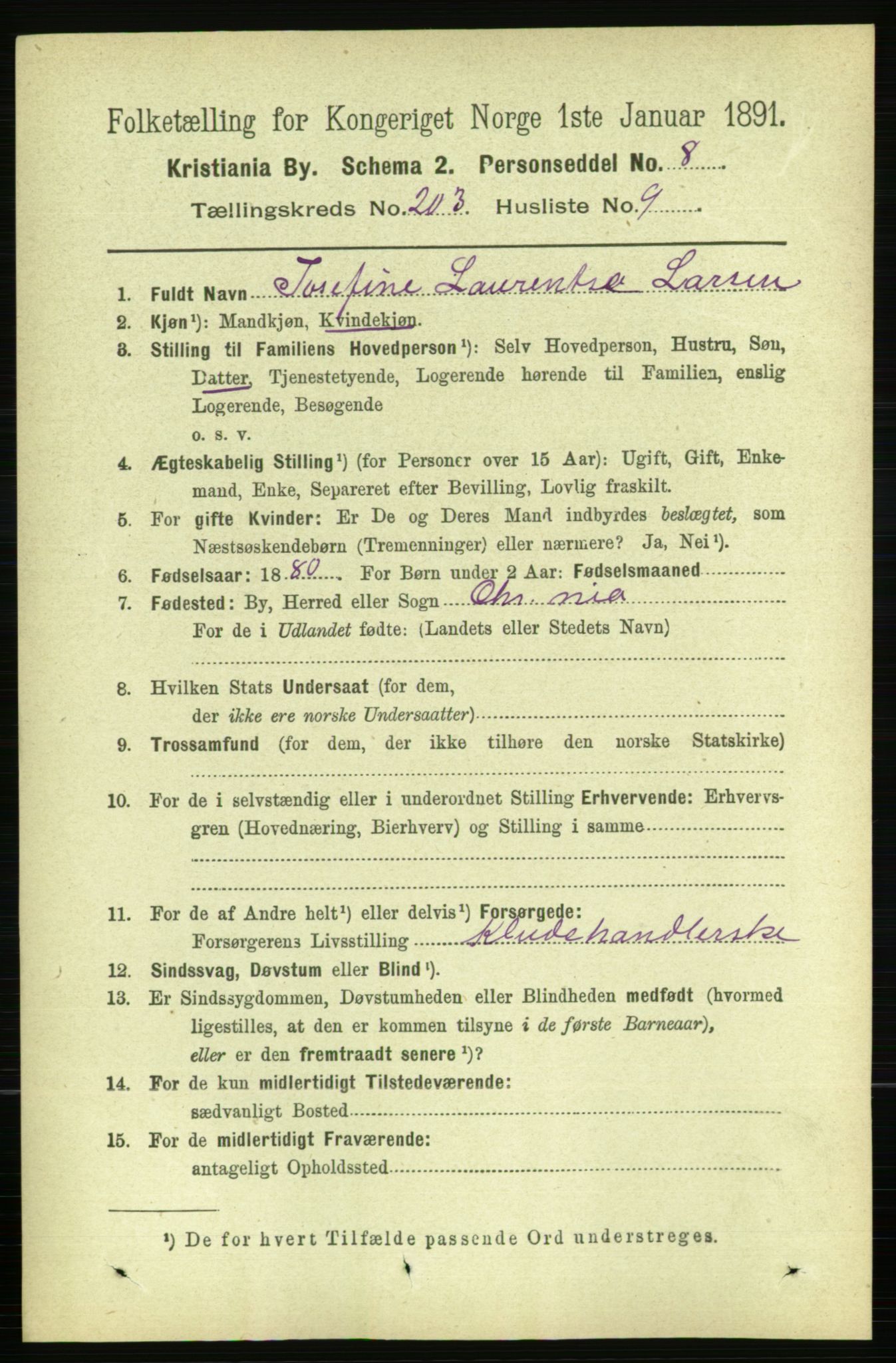 RA, 1891 census for 0301 Kristiania, 1891, p. 122202
