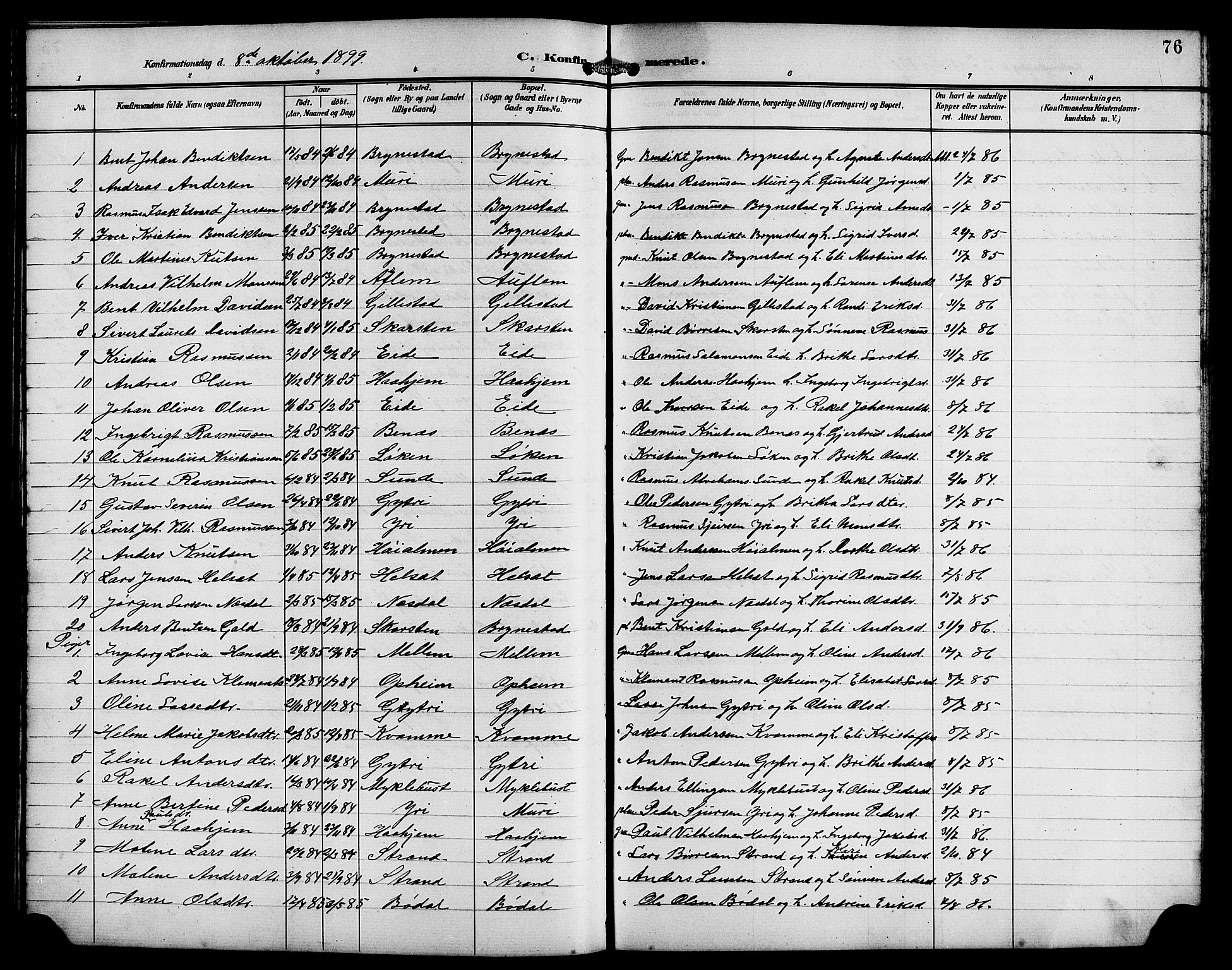 Innvik sokneprestembete, AV/SAB-A-80501: Parish register (copy) no. B 4, 1898-1916, p. 76