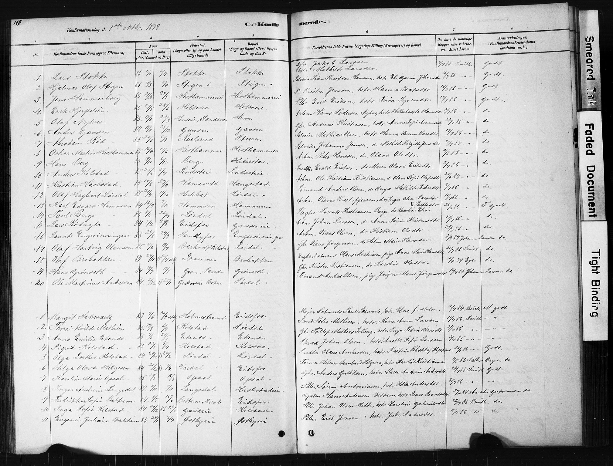 Hof kirkebøker, AV/SAKO-A-64/G/Ga/L0004: Parish register (copy) no. I 4, 1878-1930, p. 170