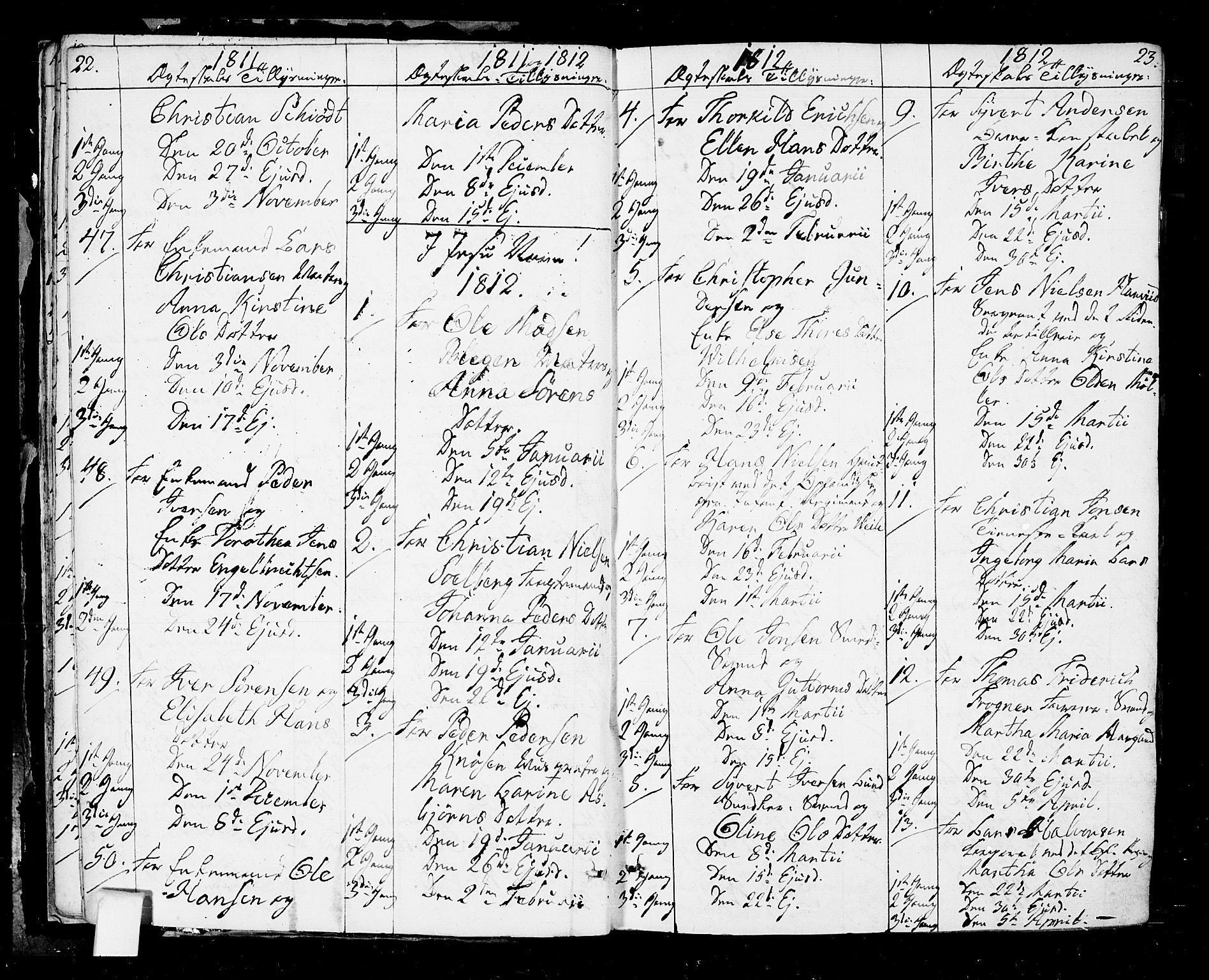 Oslo domkirke Kirkebøker, SAO/A-10752/F/Fa/L0006: Parish register (official) no. 6, 1807-1817, p. 22-23