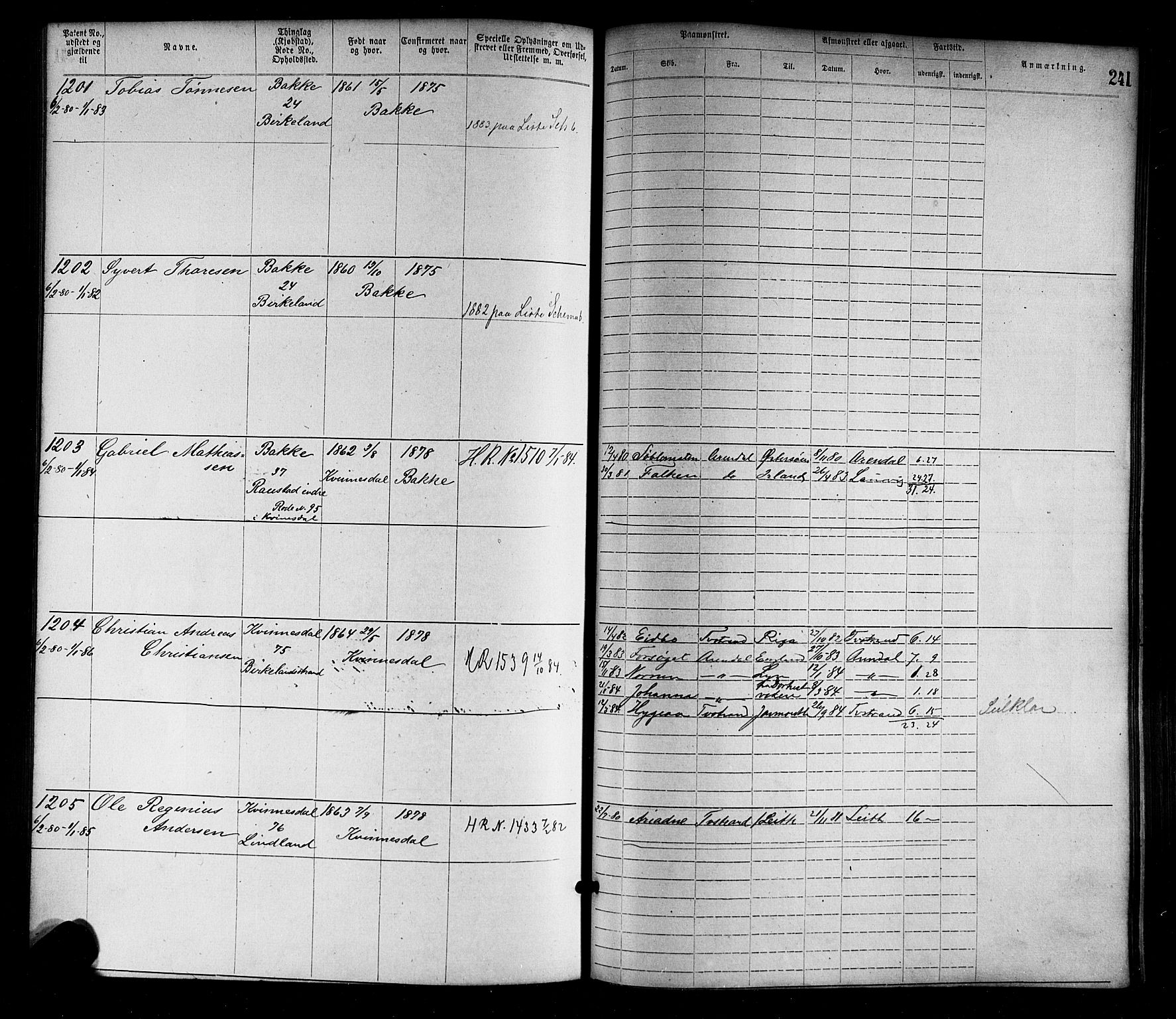 Flekkefjord mønstringskrets, SAK/2031-0018/F/Fa/L0002: Annotasjonsrulle nr 1-1920 med register, N-2, 1870-1891, p. 269