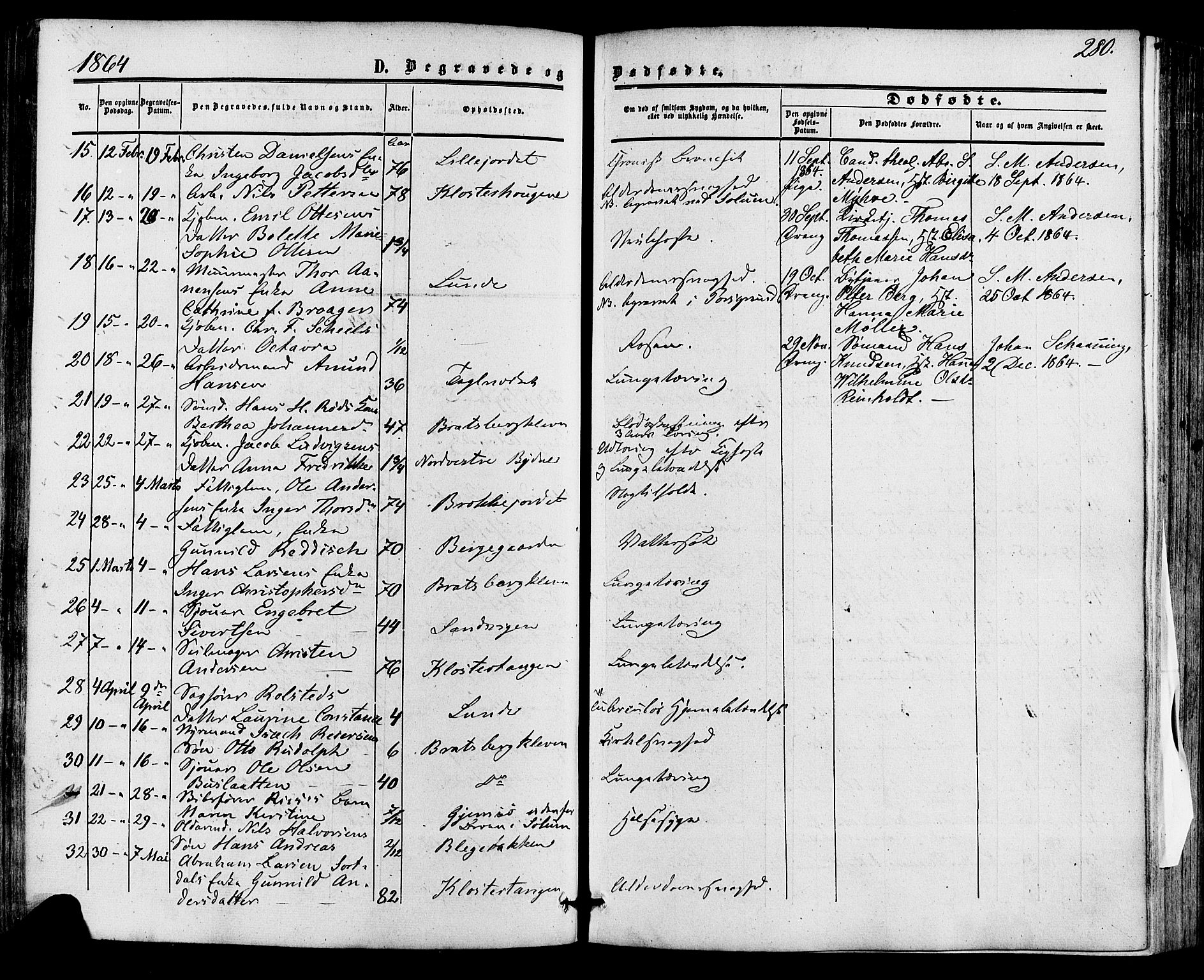 Skien kirkebøker, SAKO/A-302/F/Fa/L0007: Parish register (official) no. 7, 1856-1865, p. 280