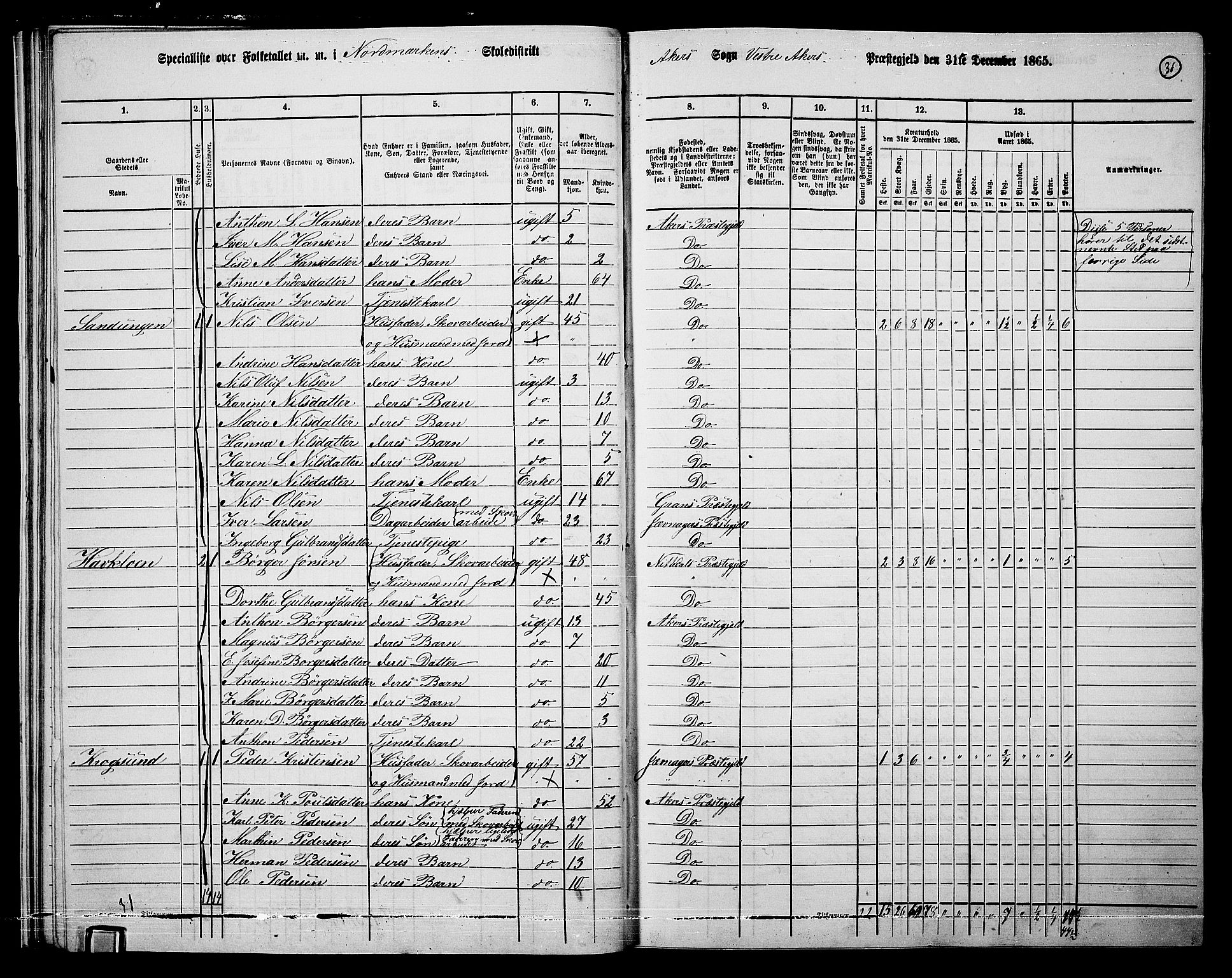 RA, 1865 census for Vestre Aker, 1865, p. 209