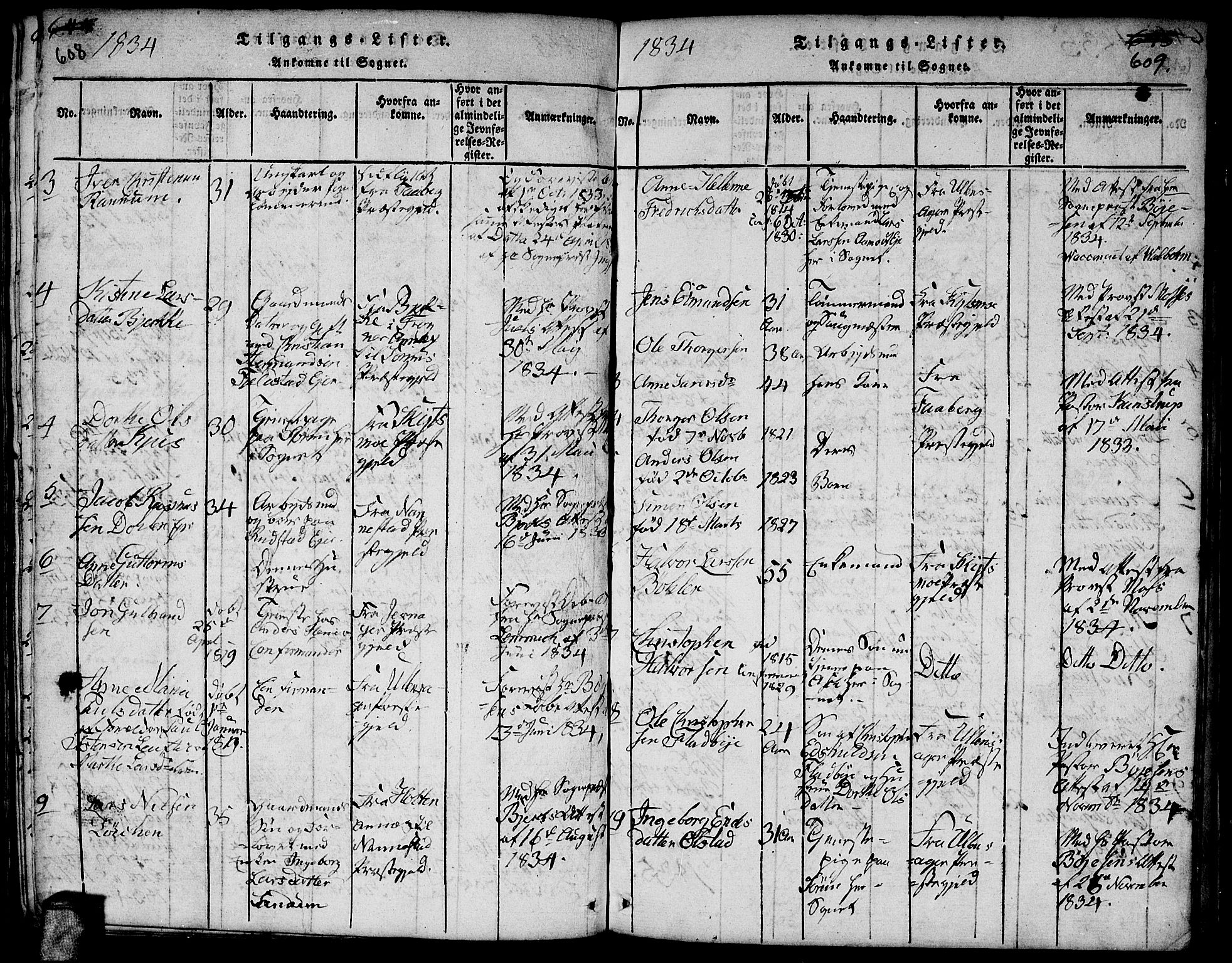 Gjerdrum prestekontor Kirkebøker, SAO/A-10412b/F/Fa/L0004: Parish register (official) no. I 4, 1816-1836, p. 608-609