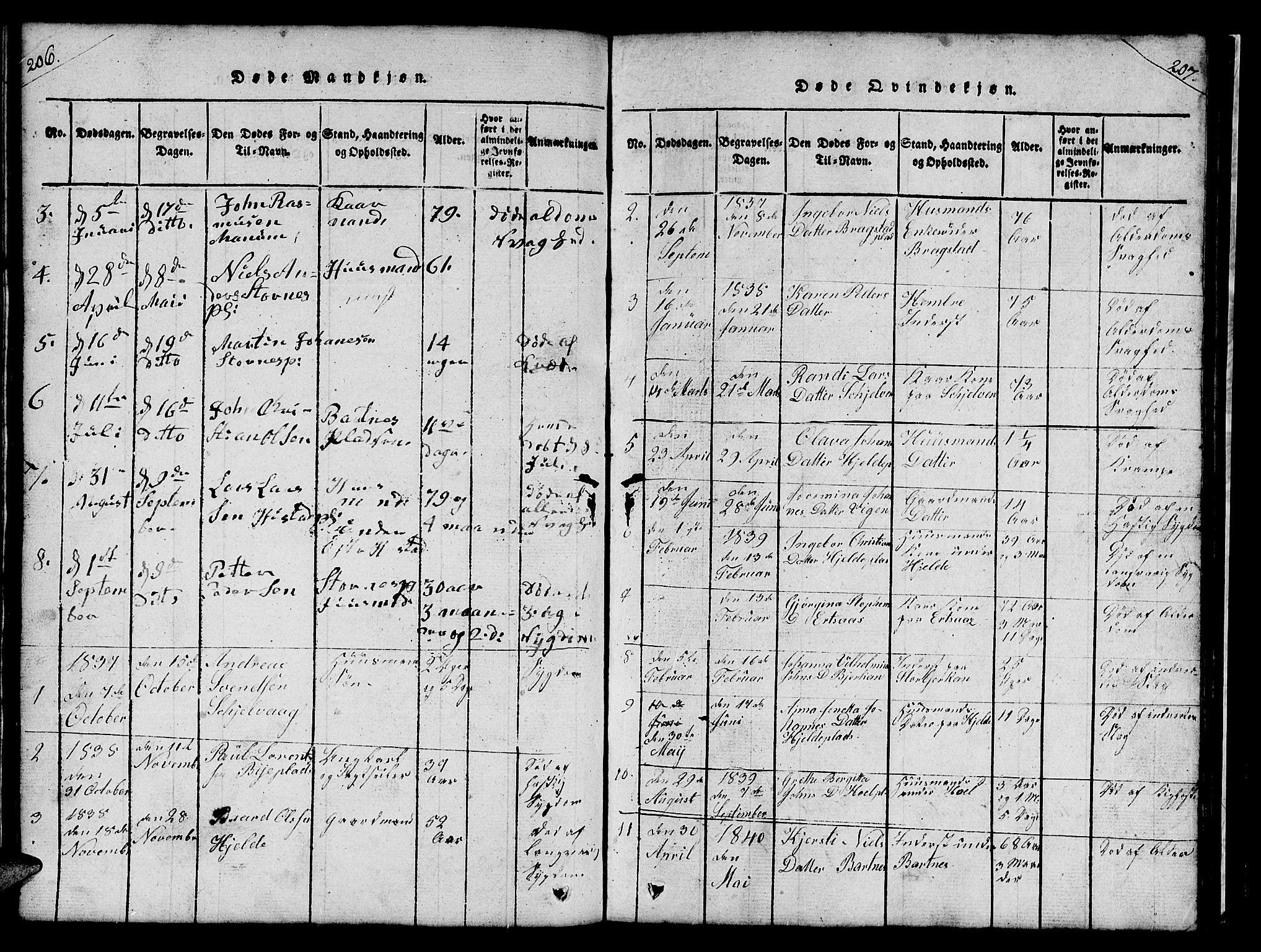 Ministerialprotokoller, klokkerbøker og fødselsregistre - Nord-Trøndelag, AV/SAT-A-1458/732/L0317: Parish register (copy) no. 732C01, 1816-1881, p. 206-207