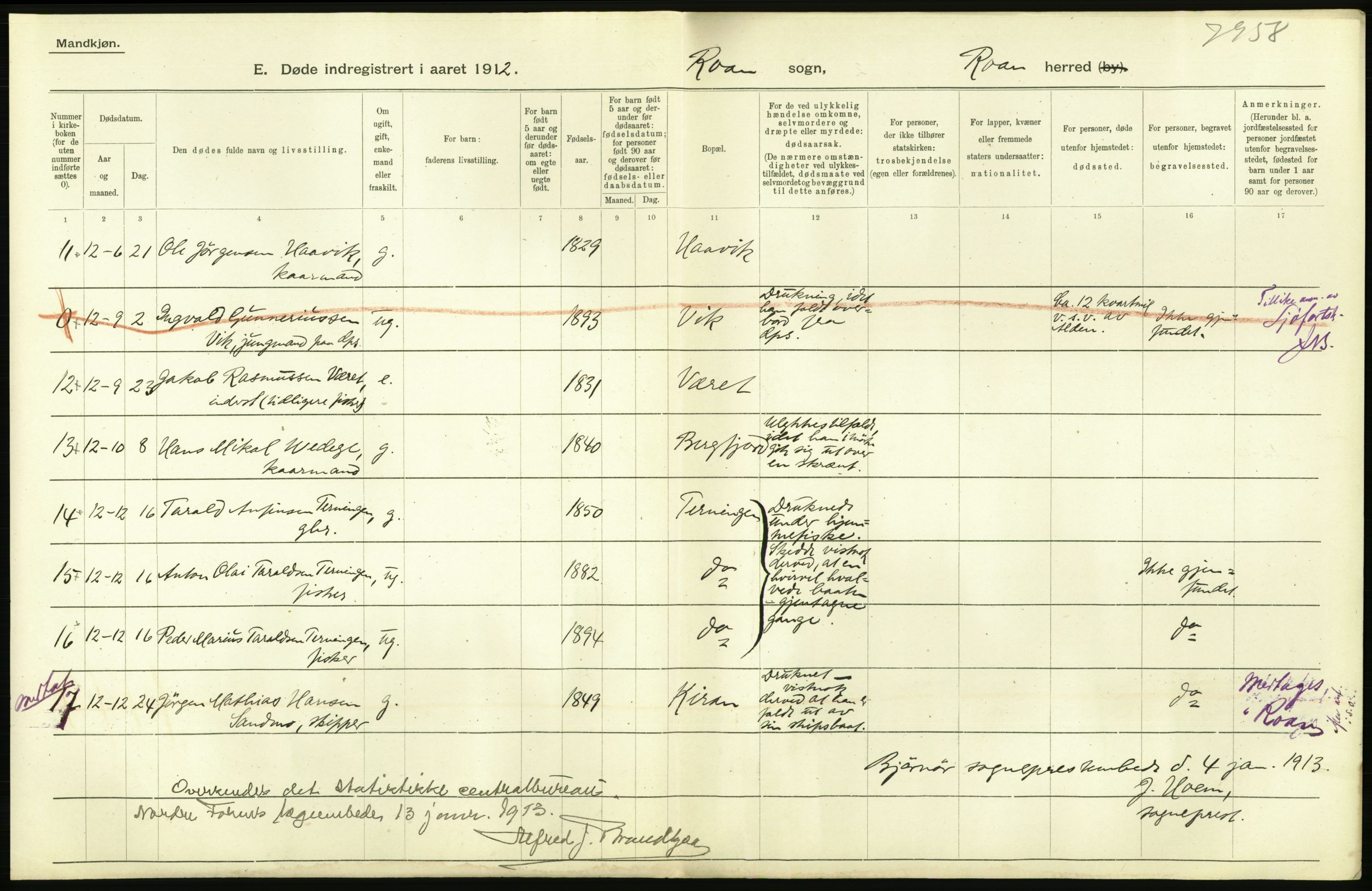 Statistisk sentralbyrå, Sosiodemografiske emner, Befolkning, AV/RA-S-2228/D/Df/Dfb/Dfbb/L0042: S. Trondhjems amt: Døde. Bygder., 1912, p. 64