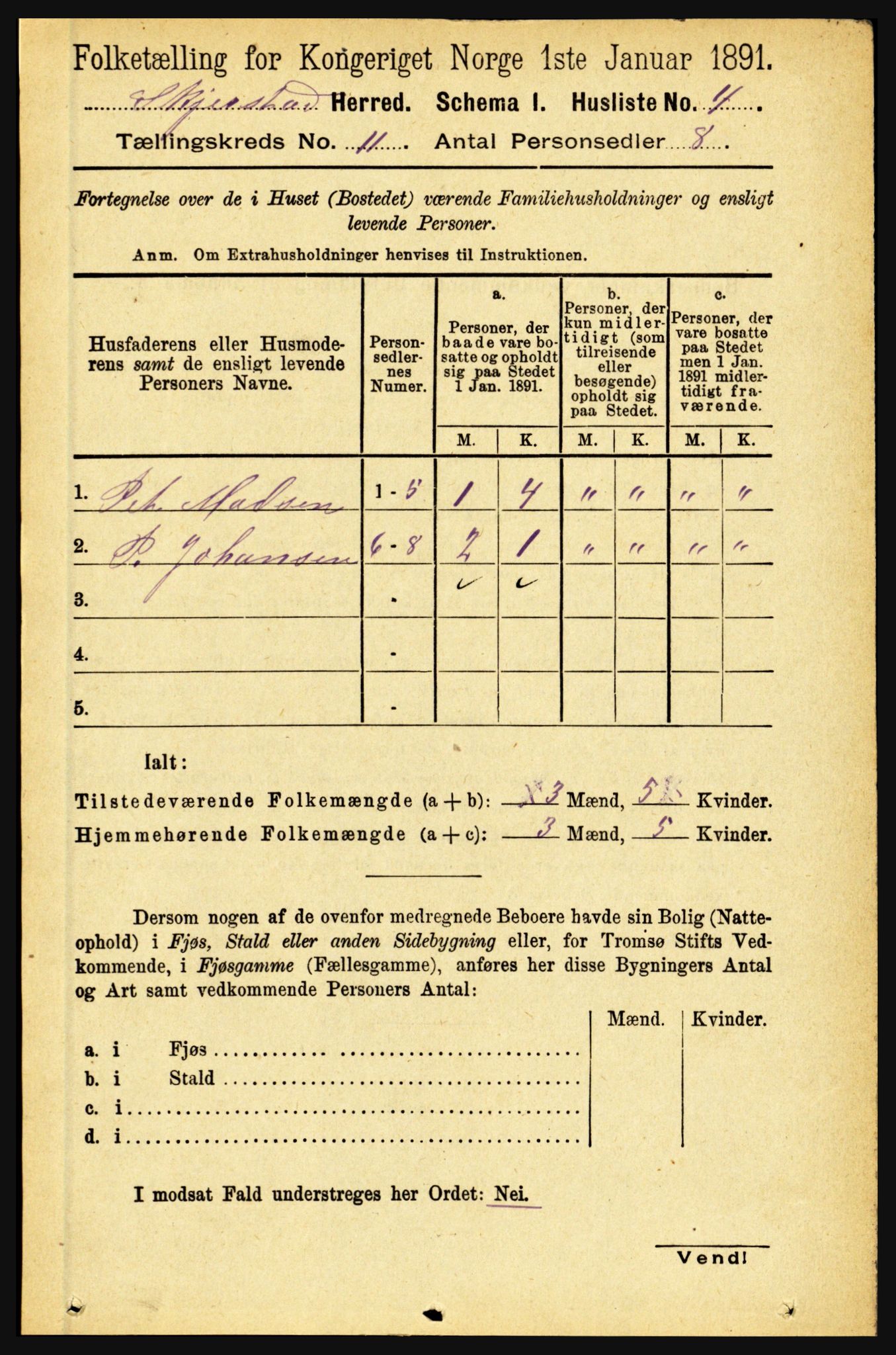 RA, 1891 census for 1842 Skjerstad, 1891, p. 3537