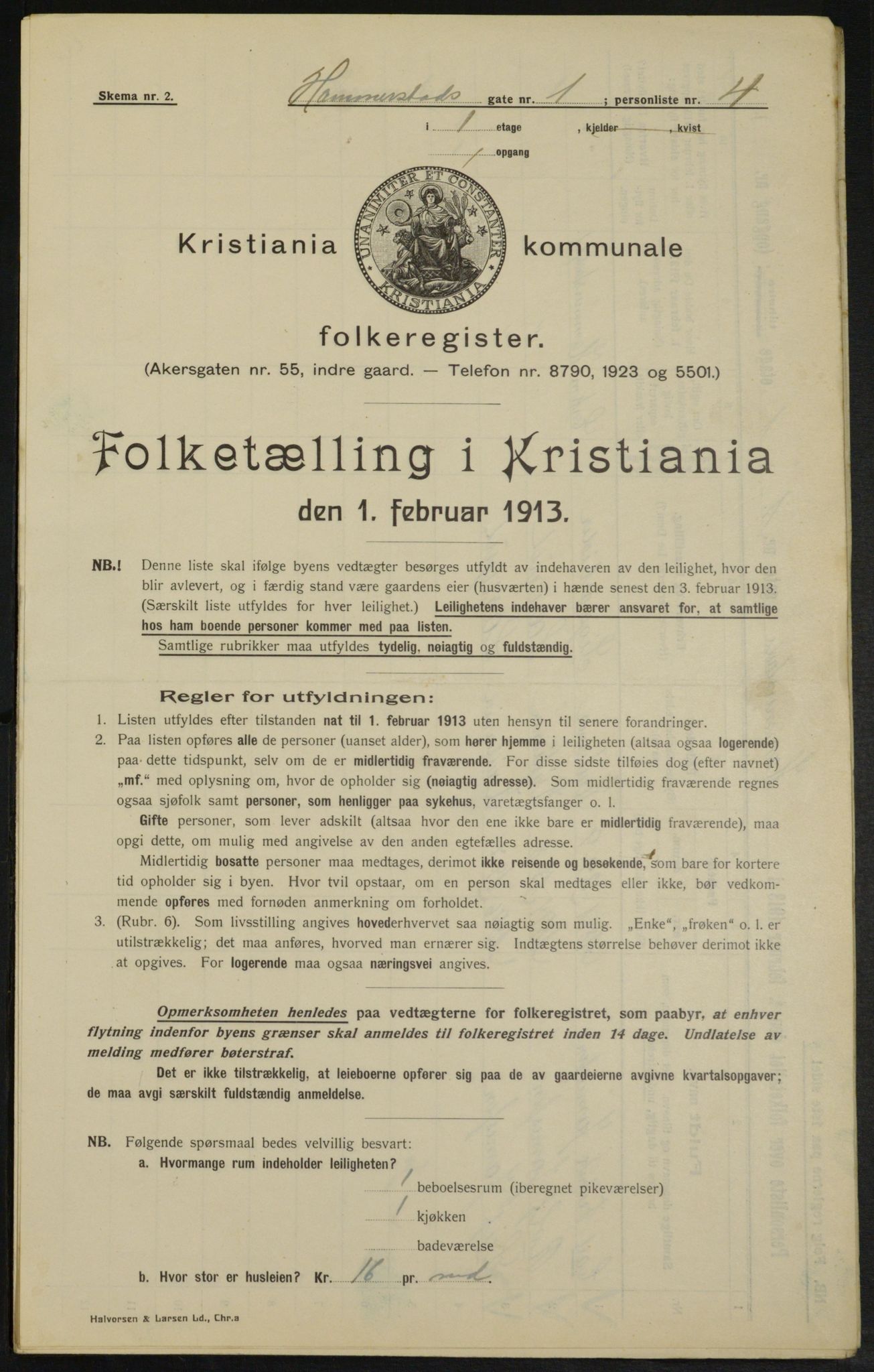 OBA, Municipal Census 1913 for Kristiania, 1913, p. 34591