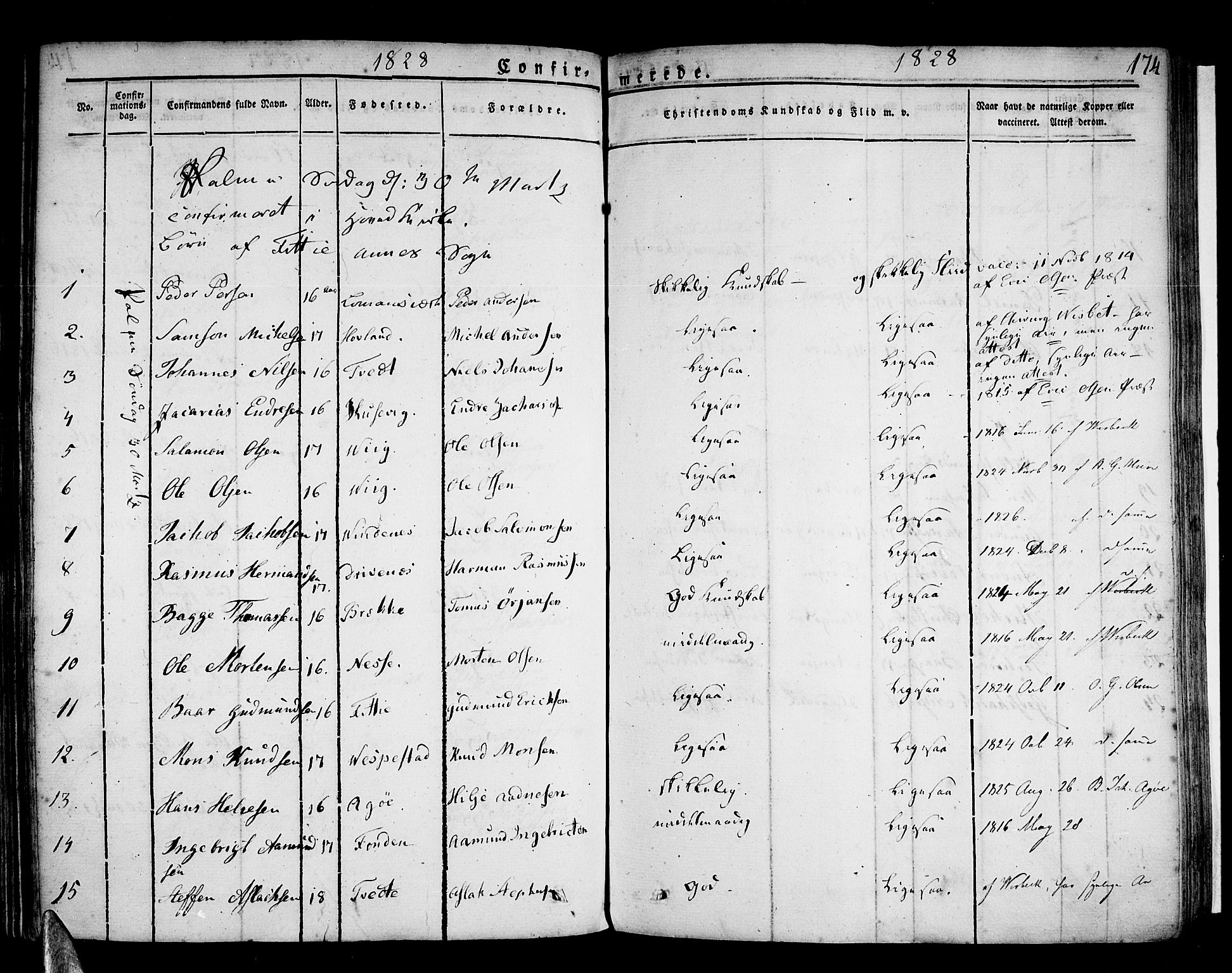 Stord sokneprestembete, SAB/A-78201/H/Haa: Parish register (official) no. A 6, 1826-1840, p. 174