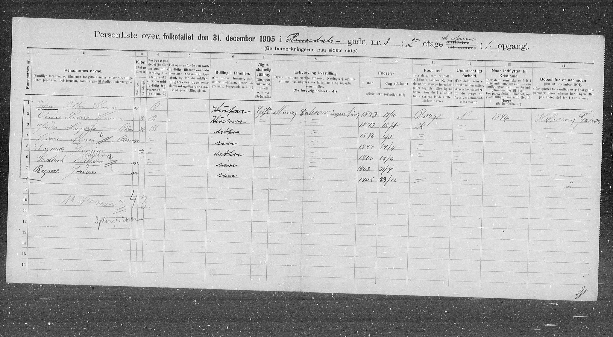 OBA, Municipal Census 1905 for Kristiania, 1905, p. 43820