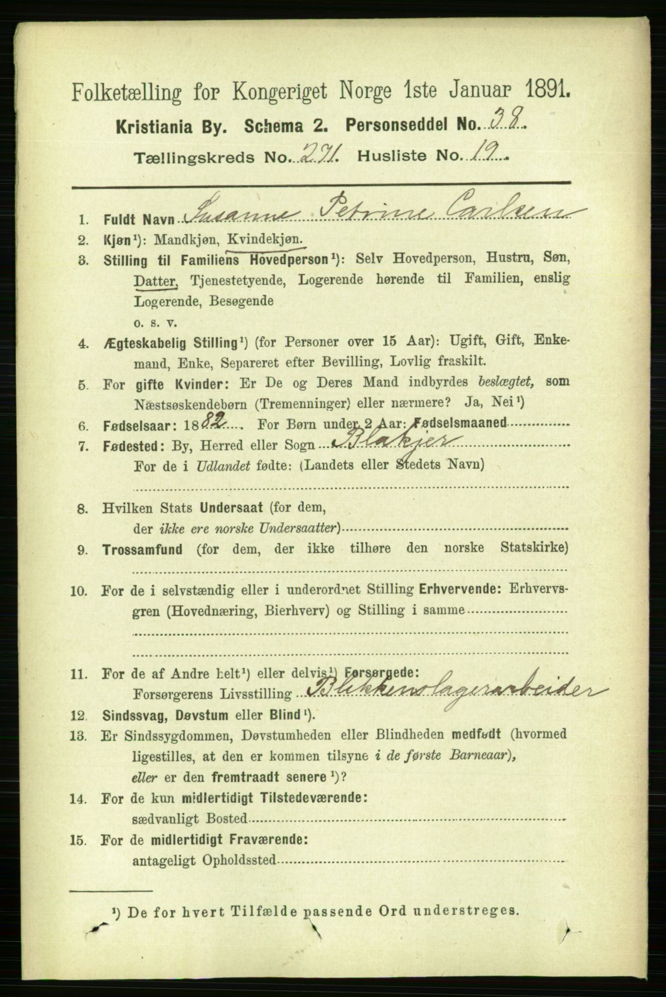 RA, 1891 census for 0301 Kristiania, 1891, p. 164955