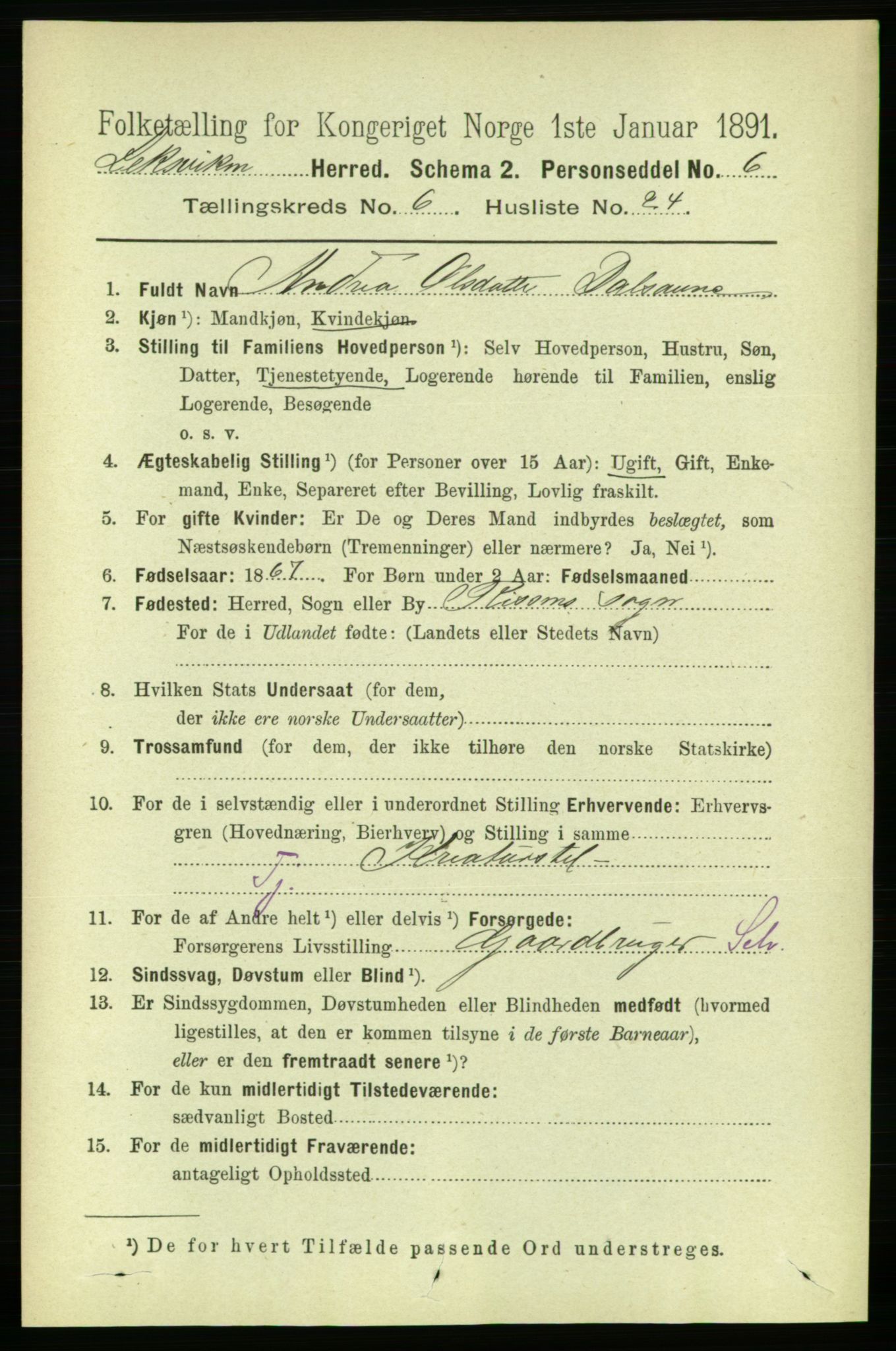 RA, 1891 census for 1718 Leksvik, 1891, p. 3344