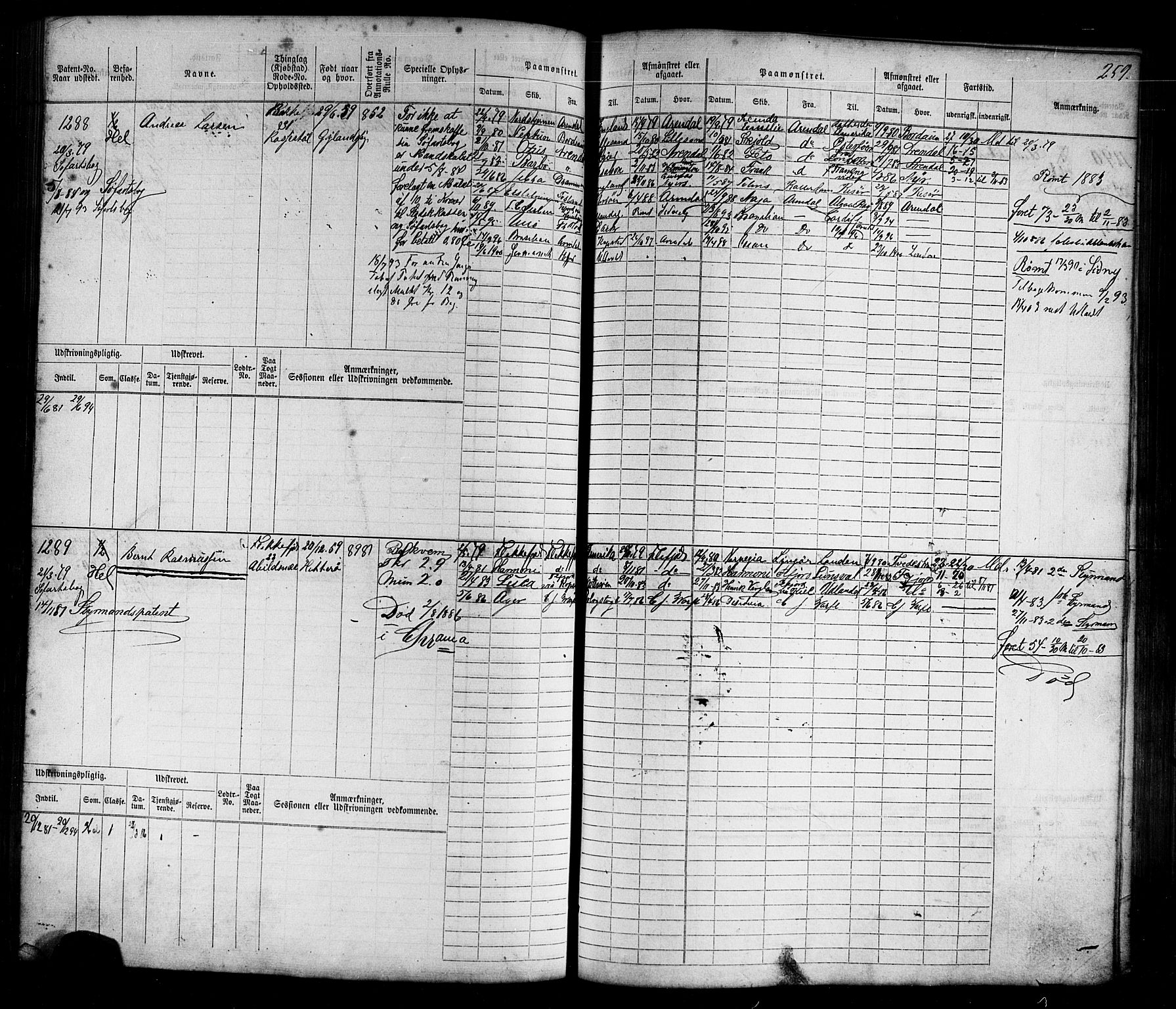 Flekkefjord mønstringskrets, AV/SAK-2031-0018/F/Fb/L0009: Hovedrulle nr 771-1533, Æ-6, 1868-1900, p. 280